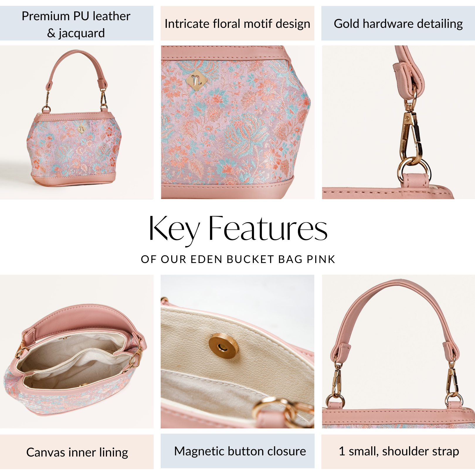 Nestasia Eden Bucket Bag Pink - view 6