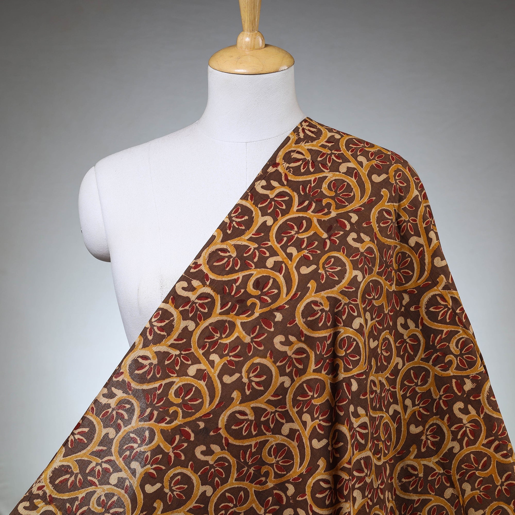 SOUTH KARGHA Brown - Kalamkari Block Printed Cotton Fabric