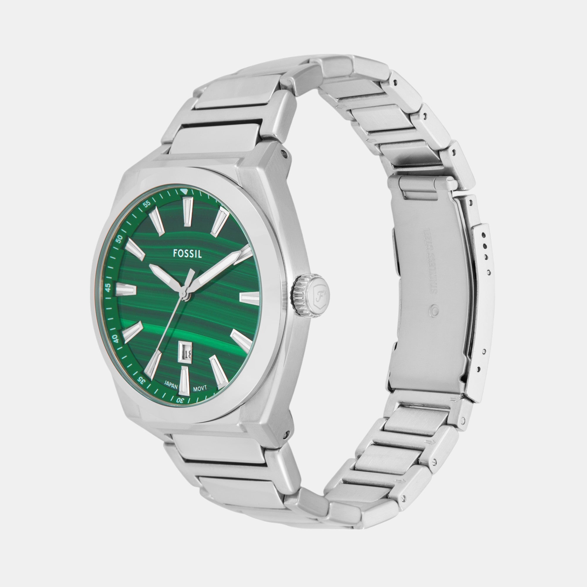 Fossil Everett Men Quartz Green Dial Analog Stainless Steel Watch FS6056 - view 2