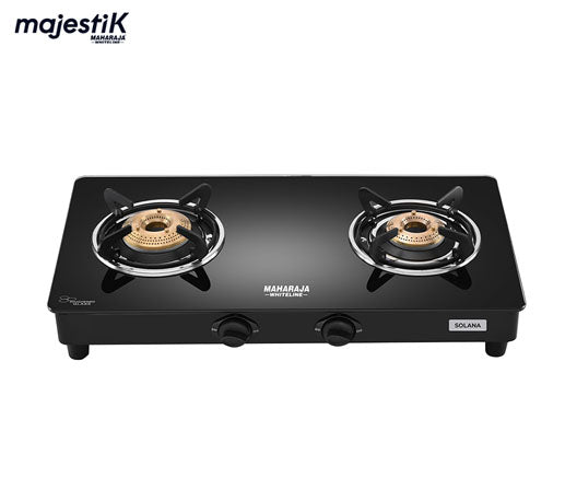 Maharaja Whiteline Solana 2 Burner Glass Top Gas Stove | Black