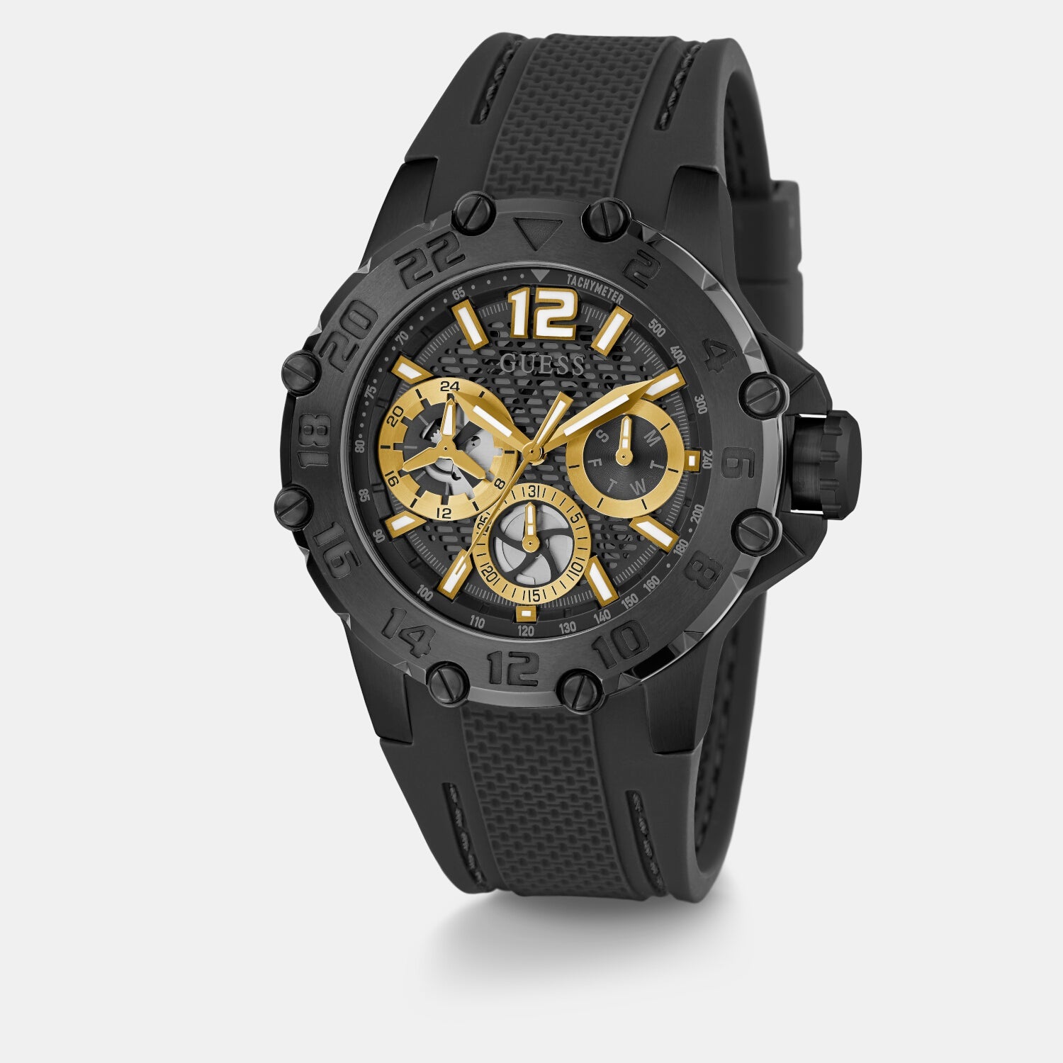 Guess Contender Men Quartz Black Dial Chronograph Silicone Watch GW0640G2 - view 5