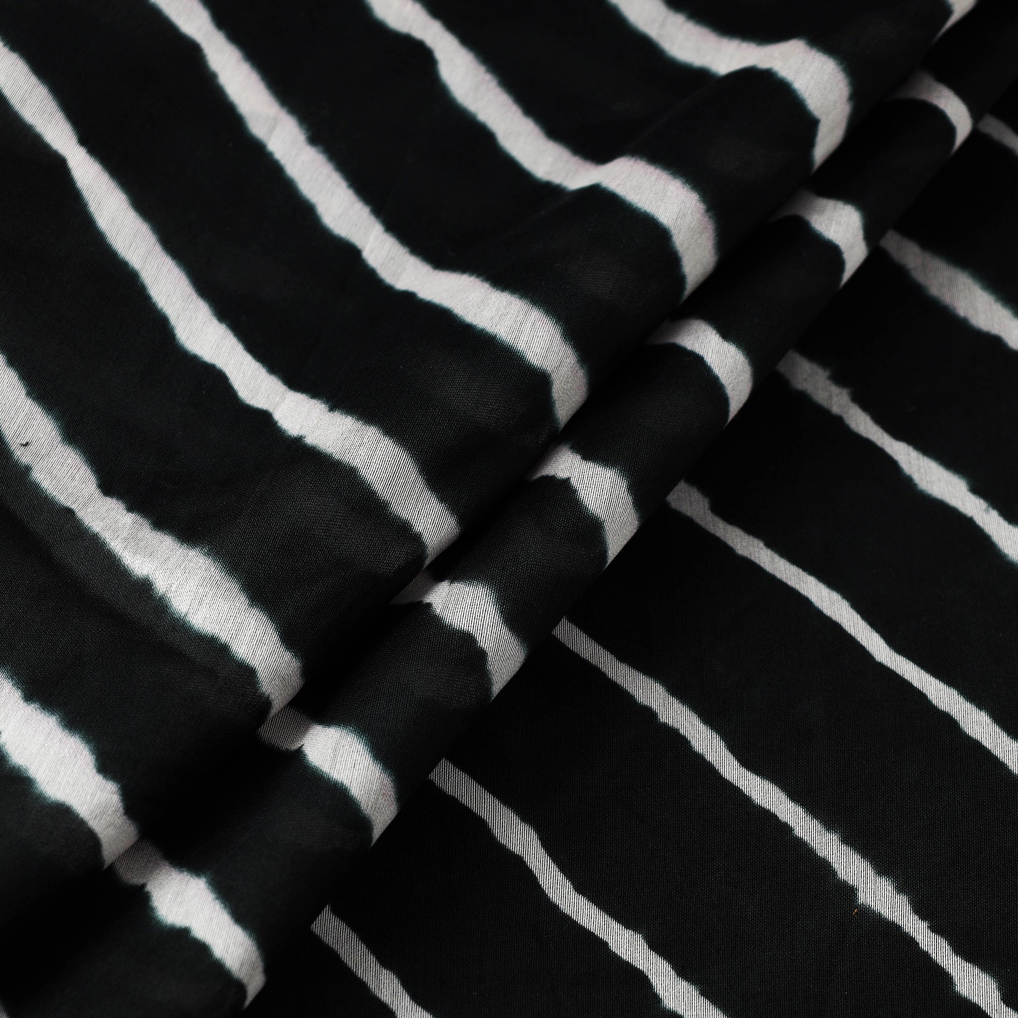 LEHARIYA BY BADSHAH MIYAN Black - Handloom Chanderi Silk Tie-Dye Leheriya Fabric 13 - view 2