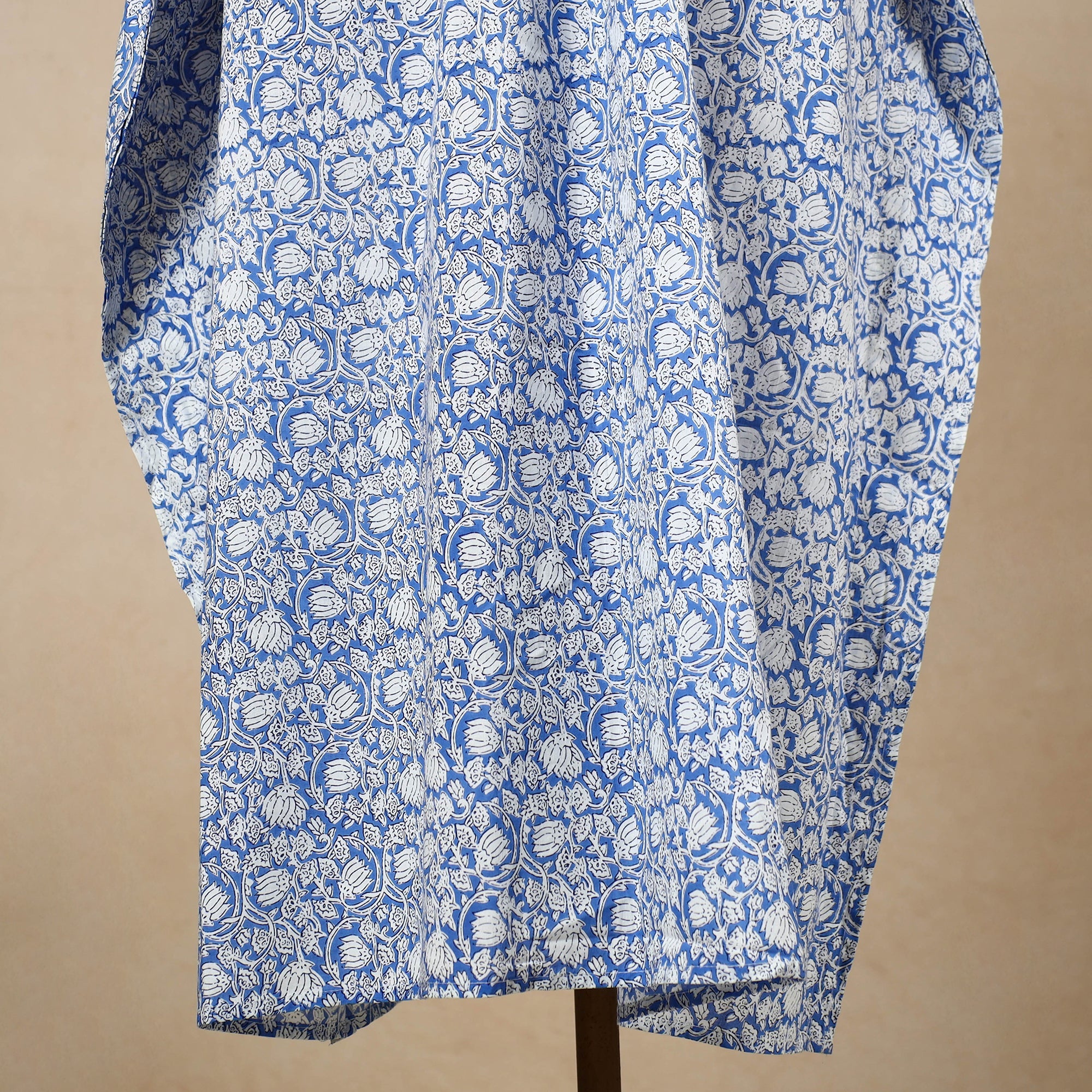CHUTNEY CRAFT STUDIO Blue - Hand Block Printed Cotton Kaftan with Tie-Up Waist (Long) - view 2