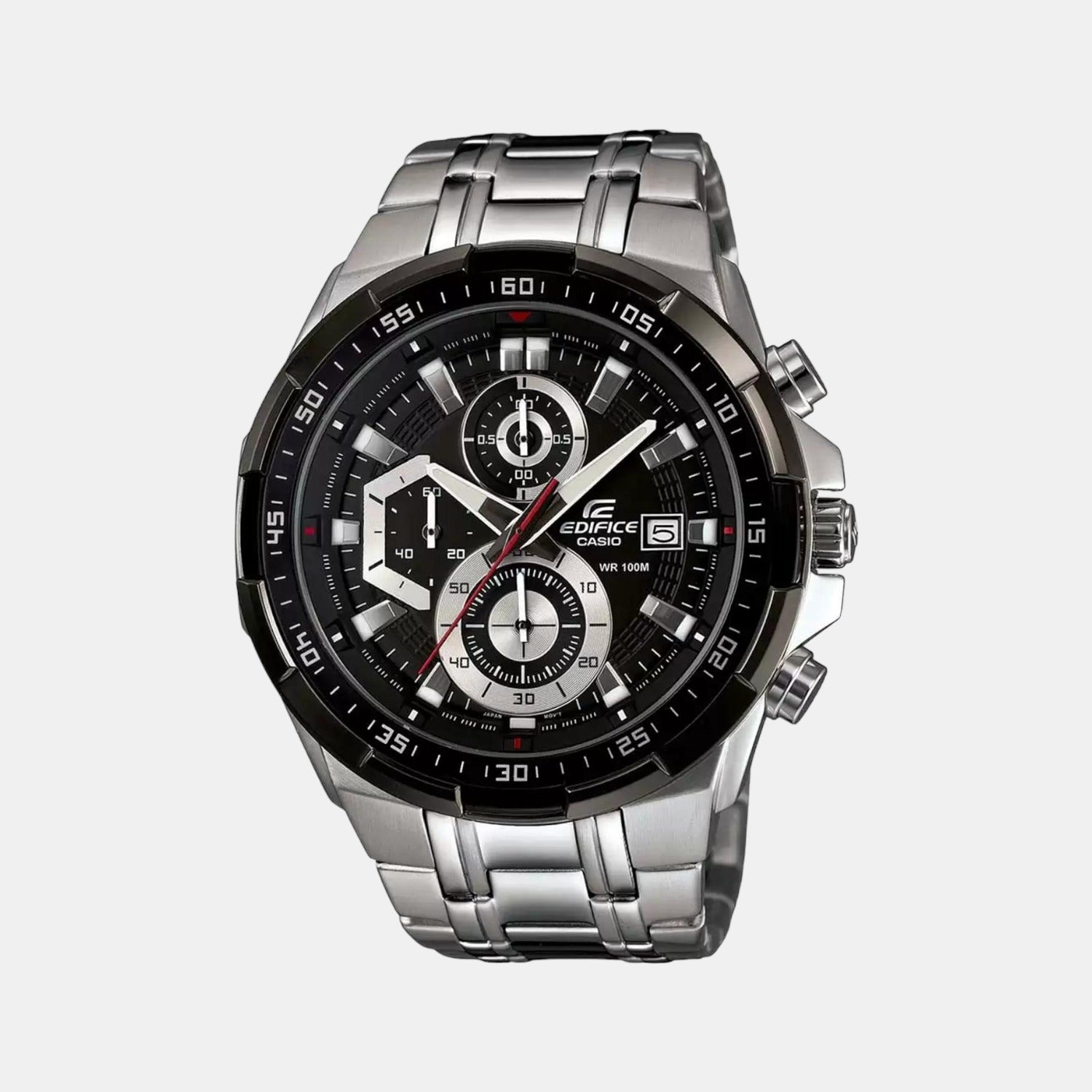 Casio Edifice Men Quartz Black Dial Chronograph Stainless Steel Watch EX191