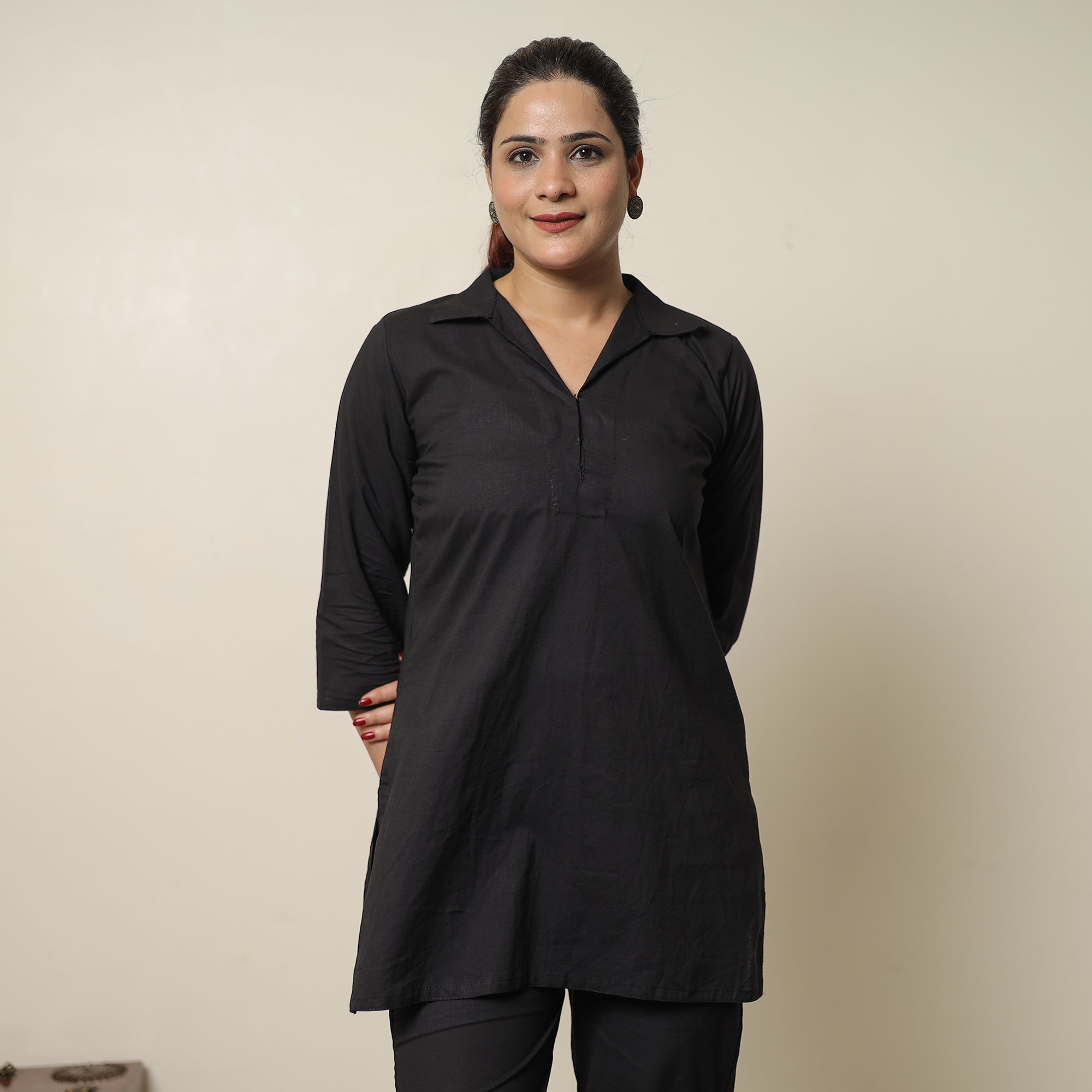 ITOKRI CASUALS Black - Plain Dyed Cotton Co-Ord Set 05 - view 4