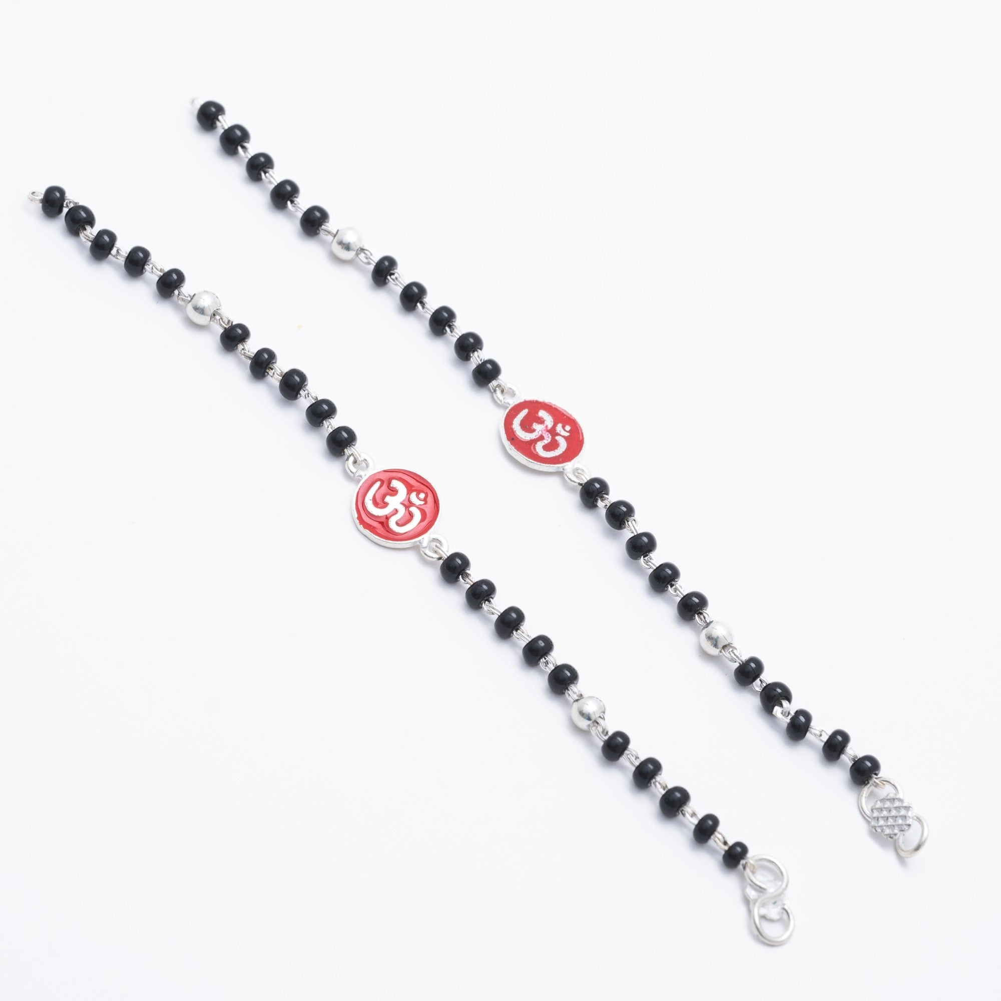 Prinjal Jewellers Real black beads Om silver nazariya for kids - view 2
