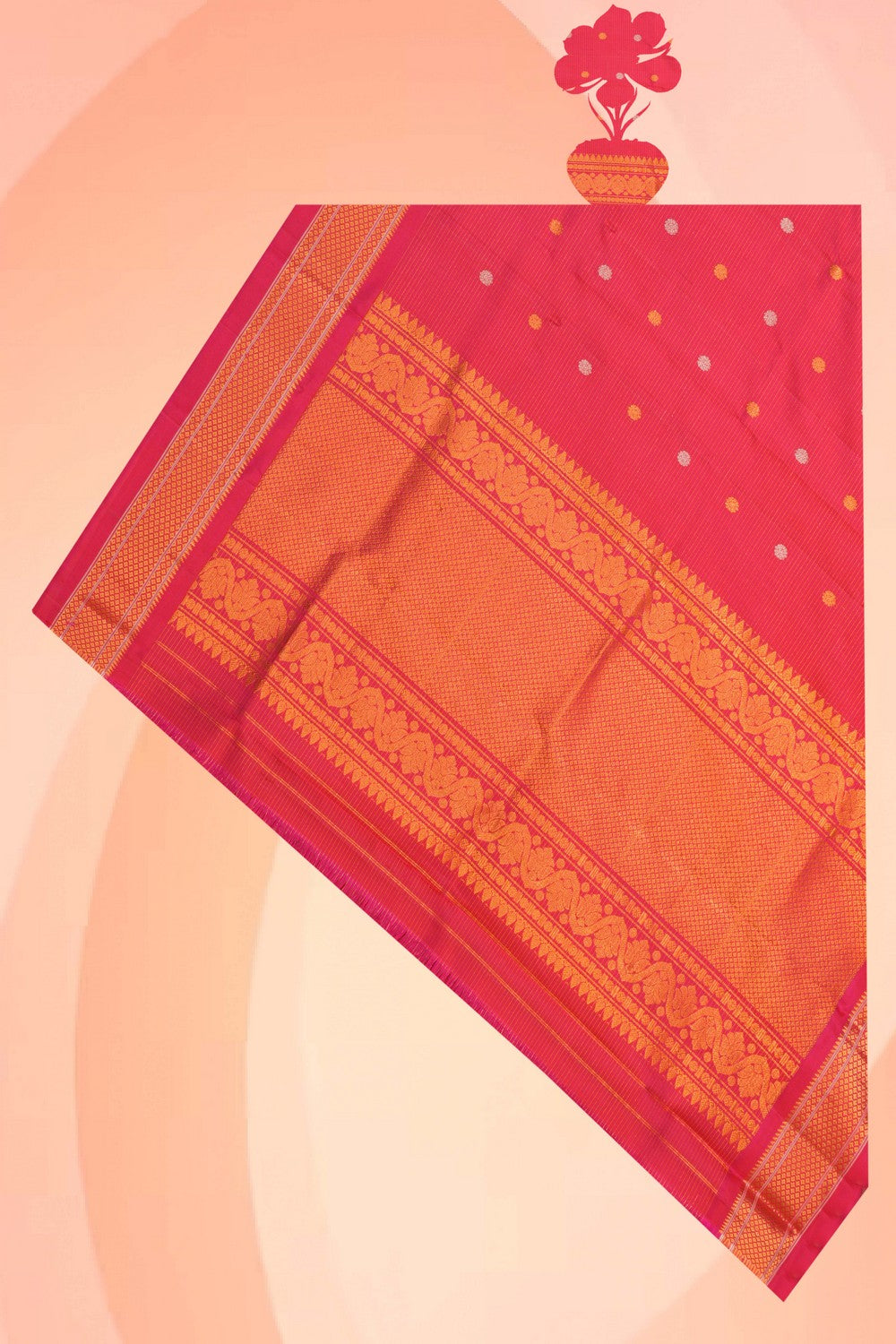 Kalanjali Gadwal Silk Pink Dupatta