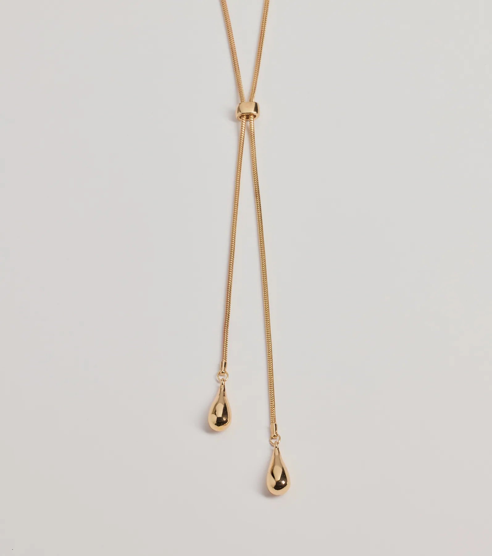 Windsor Sleek Teardrop Charm Lariat Necklace – GOLD - view 2
