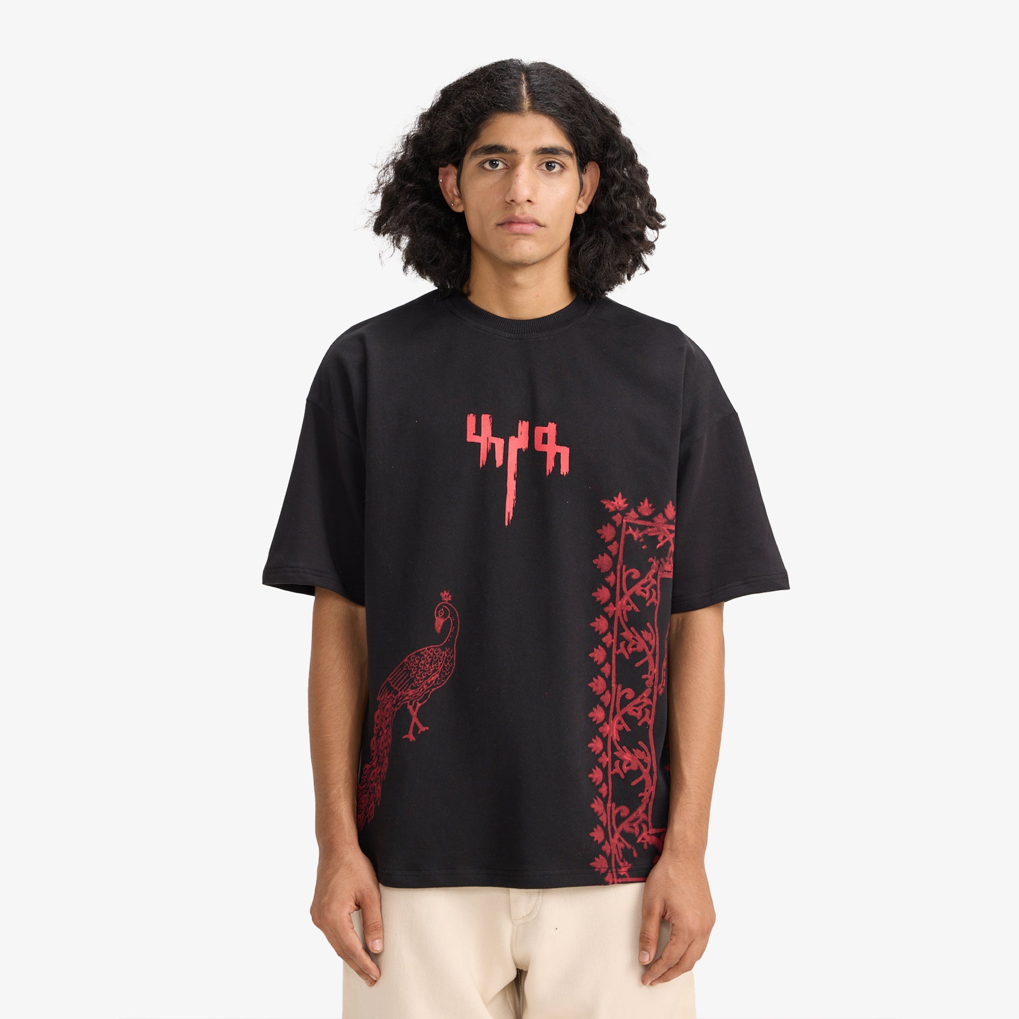 F A R A K | By My Side Block Print T-shirt { Black/black