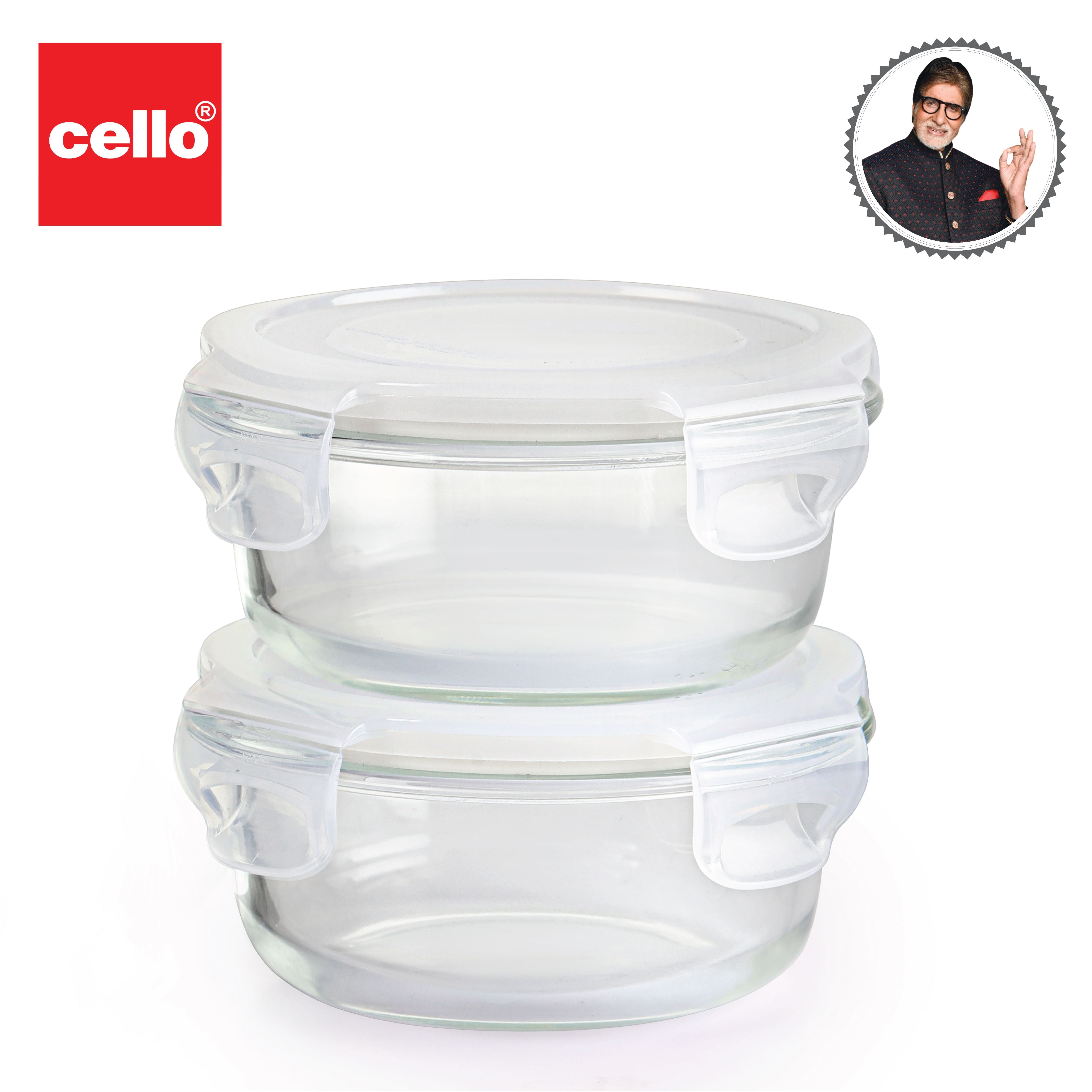 Cello Camellia Borosilicate Glass Round containers, Set of 2 - view 7