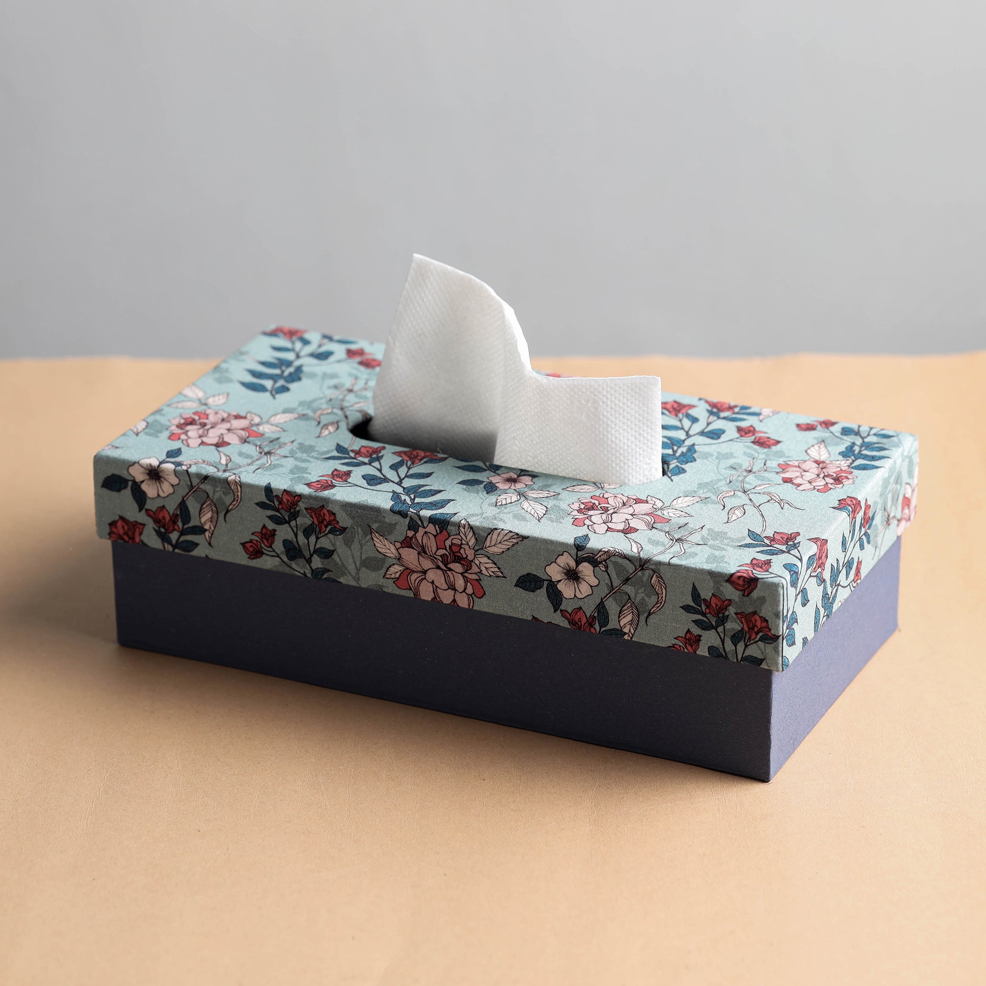 SUKRITI INPRINT Blue - Floral Printed Handcrafted Tissue Box (10 x 5 in) - view 2