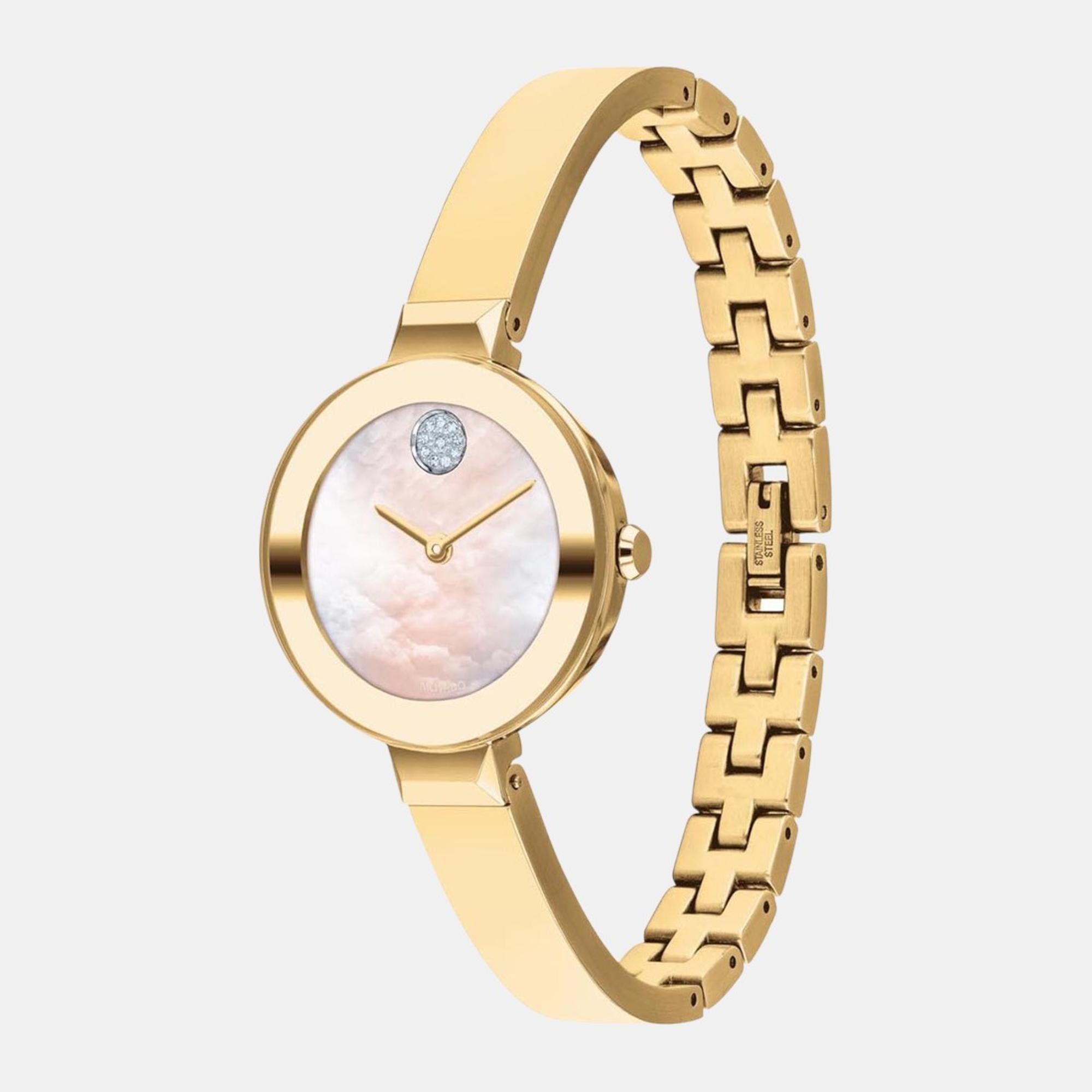 Movado Bold Women Quartz Yellow Mother Of Pearl Dial Analog Stainless Steel Watch 3600627 - view 2