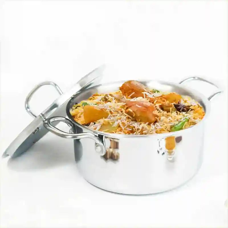 The Indus Valley TurboCuk Tri-ply Stainless Steel Casserole/ Biryani Cooking Pot+ Steel Lid, Premium Quality, 3 Layer Thick Body, 100% Toxin-free, Non - view 15