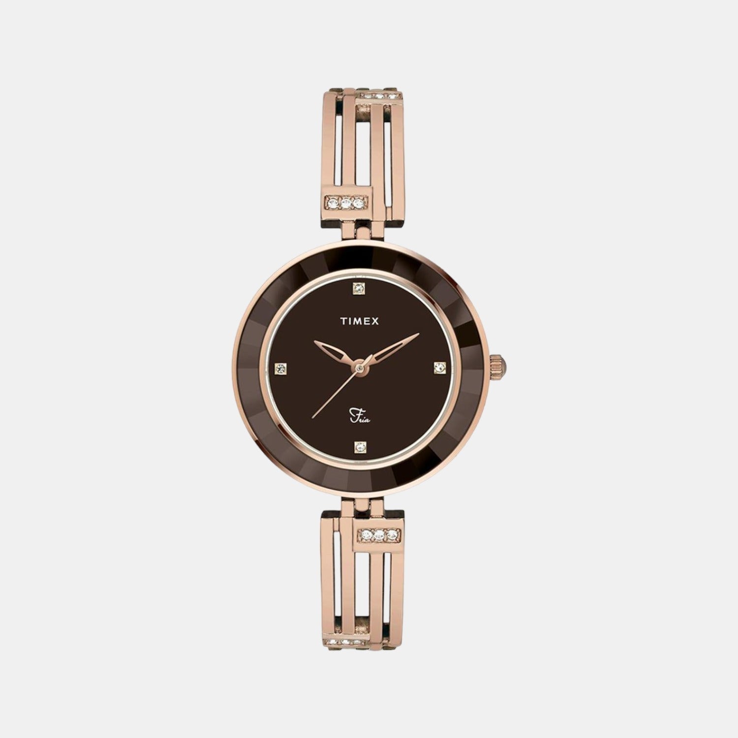 Timex Fria Women Quartz Brown Dial Analog Stainless Steel Watch TWEL16204