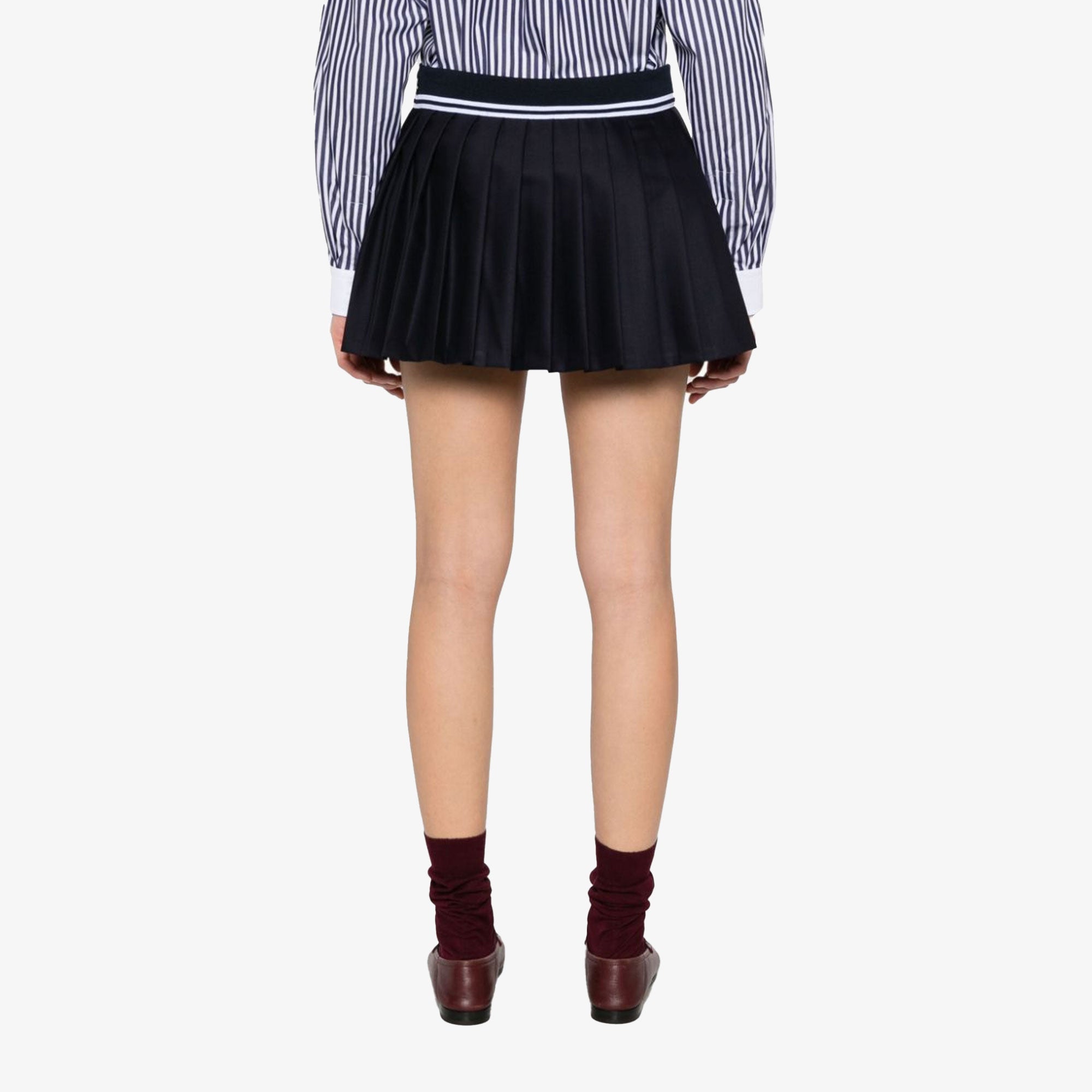 Sporty & Rich | Abigail Wool Pleated Skirt { Navy - view 2