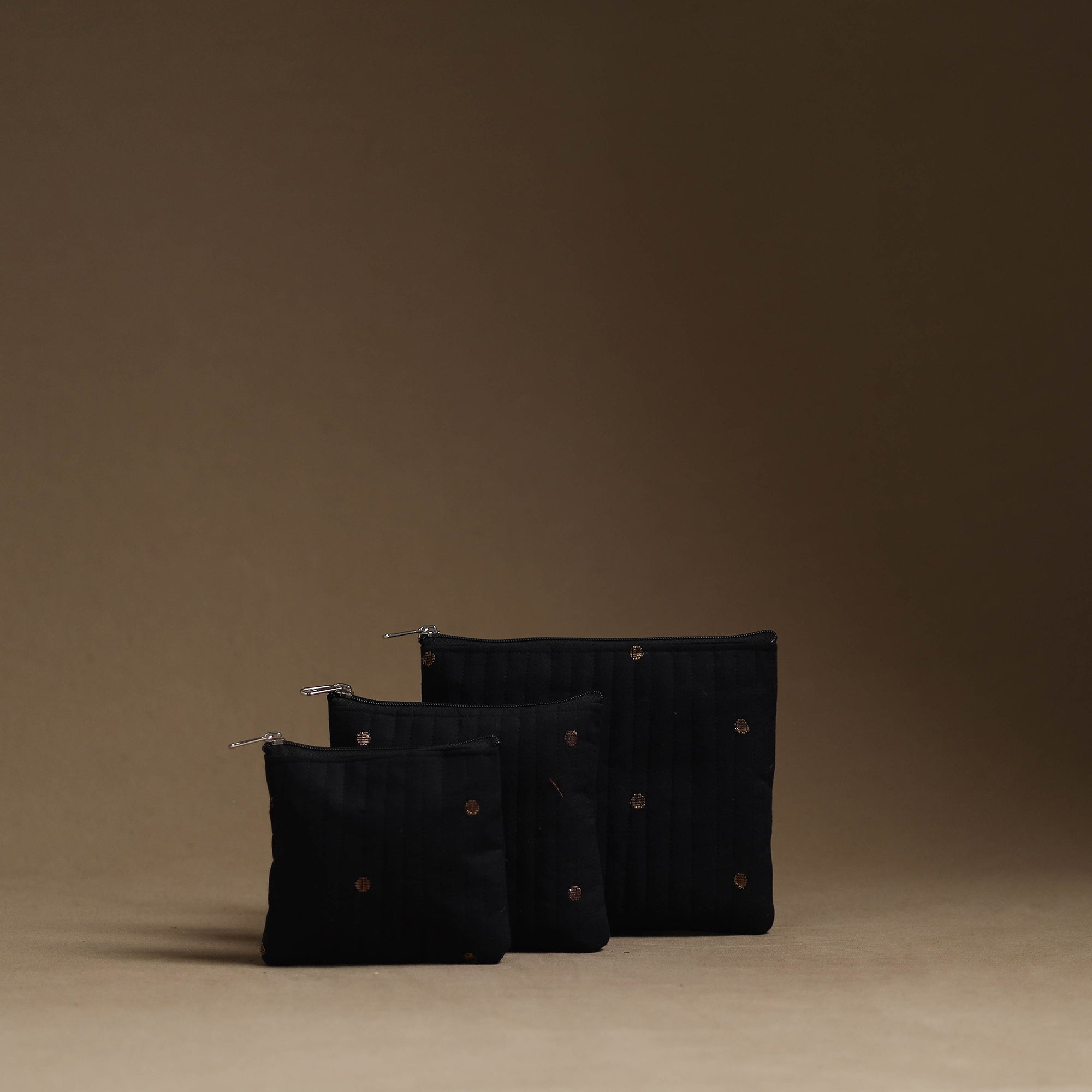 NOORI BAZAR Black - Handmade Cotton Multipurpose Utility Pouches (set of 3) 21
