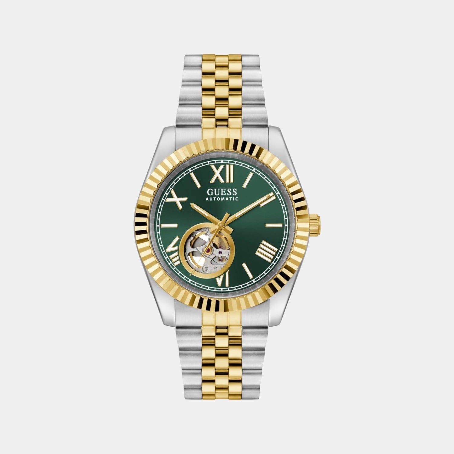 Guess Dress Men Automatic Green Dial Analog Recycled Steel Watch GW0984G4