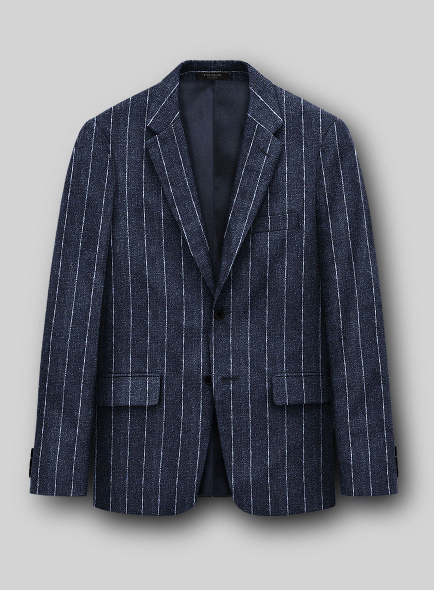 StudioSuits Maestro Lumel Silver Stripe Linen Wool Silk Jacket