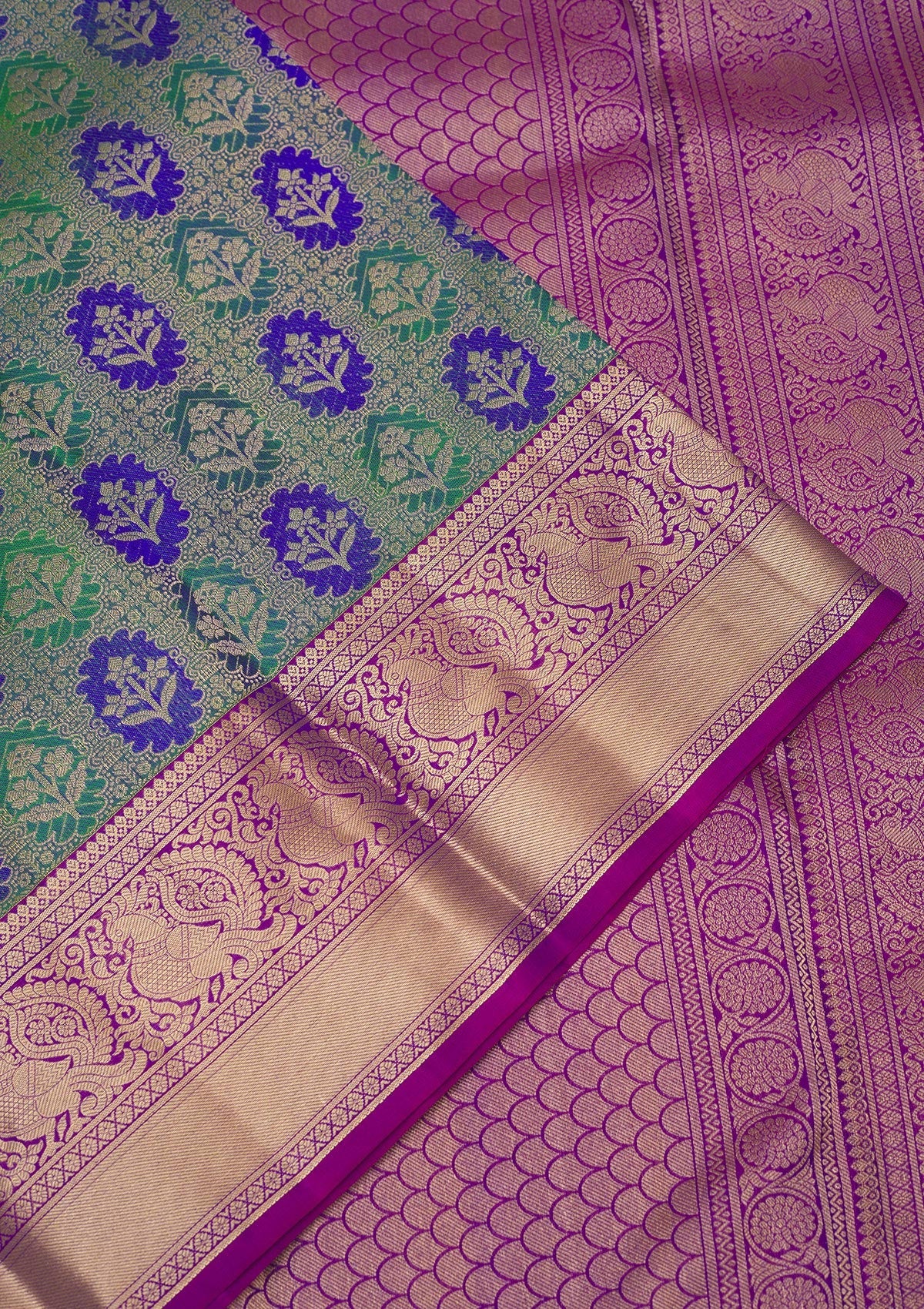 Koskii Green Zariwork Pure Silk Saree – Women's - view 3