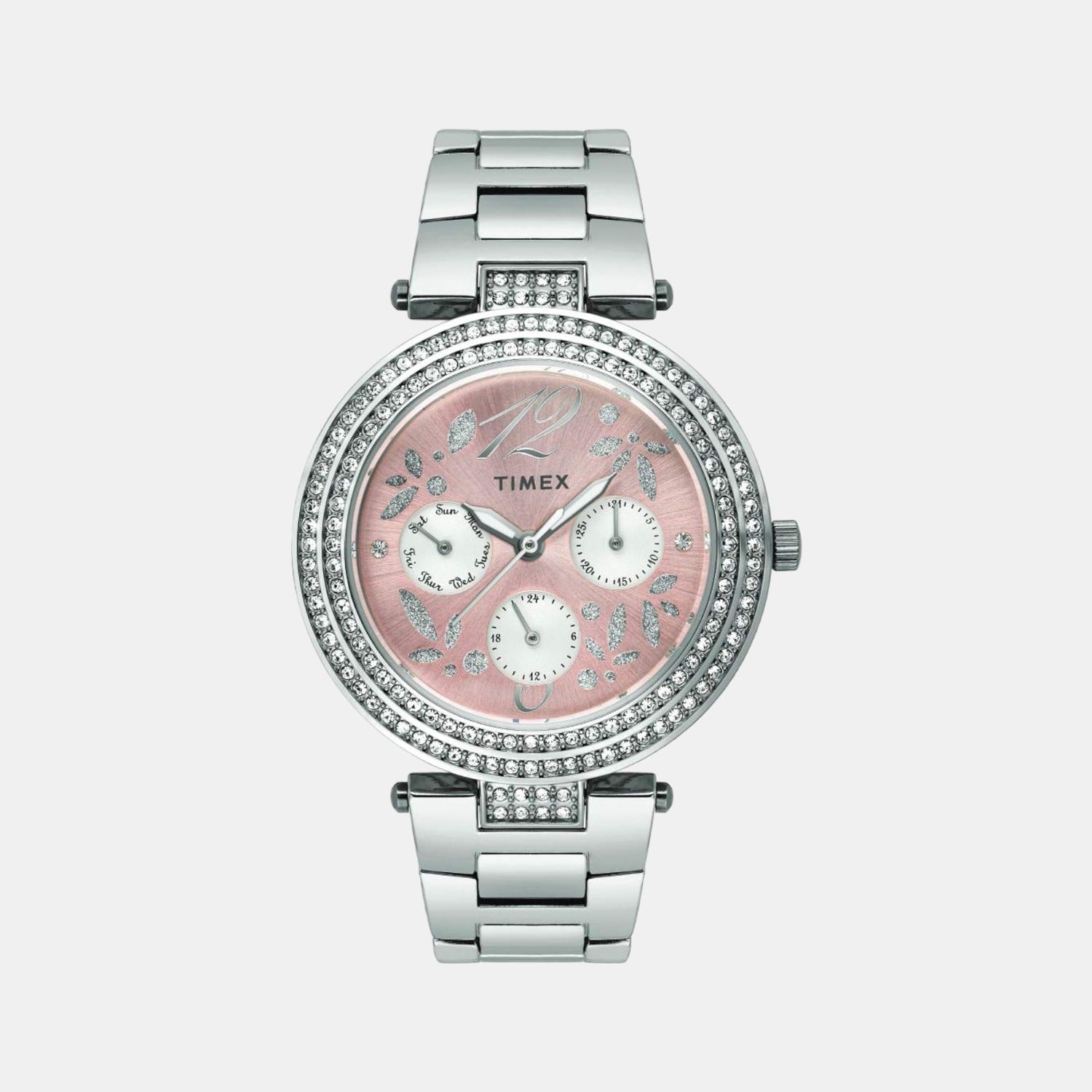 Timex E Class Women Quartz Silver Dial Chronograph Stainless Steel Watch TWEL12002