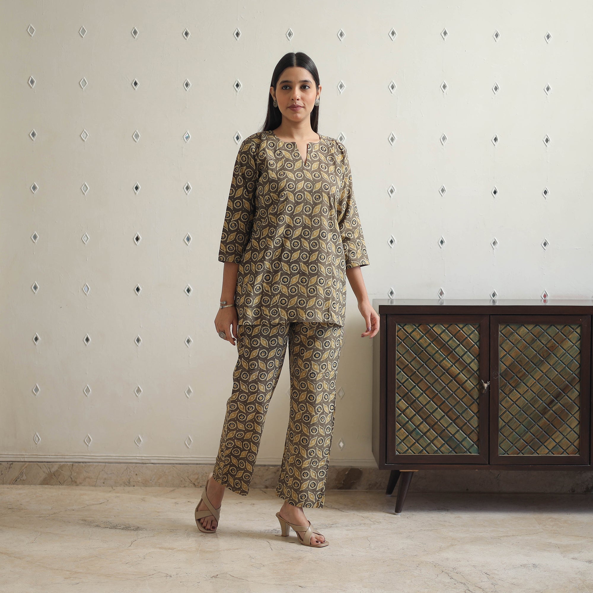ITOKRI CASUALS Brown - Block Printed Cotton Ajrakh Co-ord Set 12 - view 2