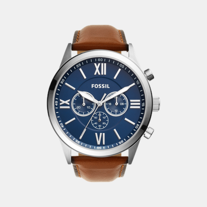 Fossil Flynn Men Quartz Blue Dial Chronograph Leather Watch BQ2125 - view 2