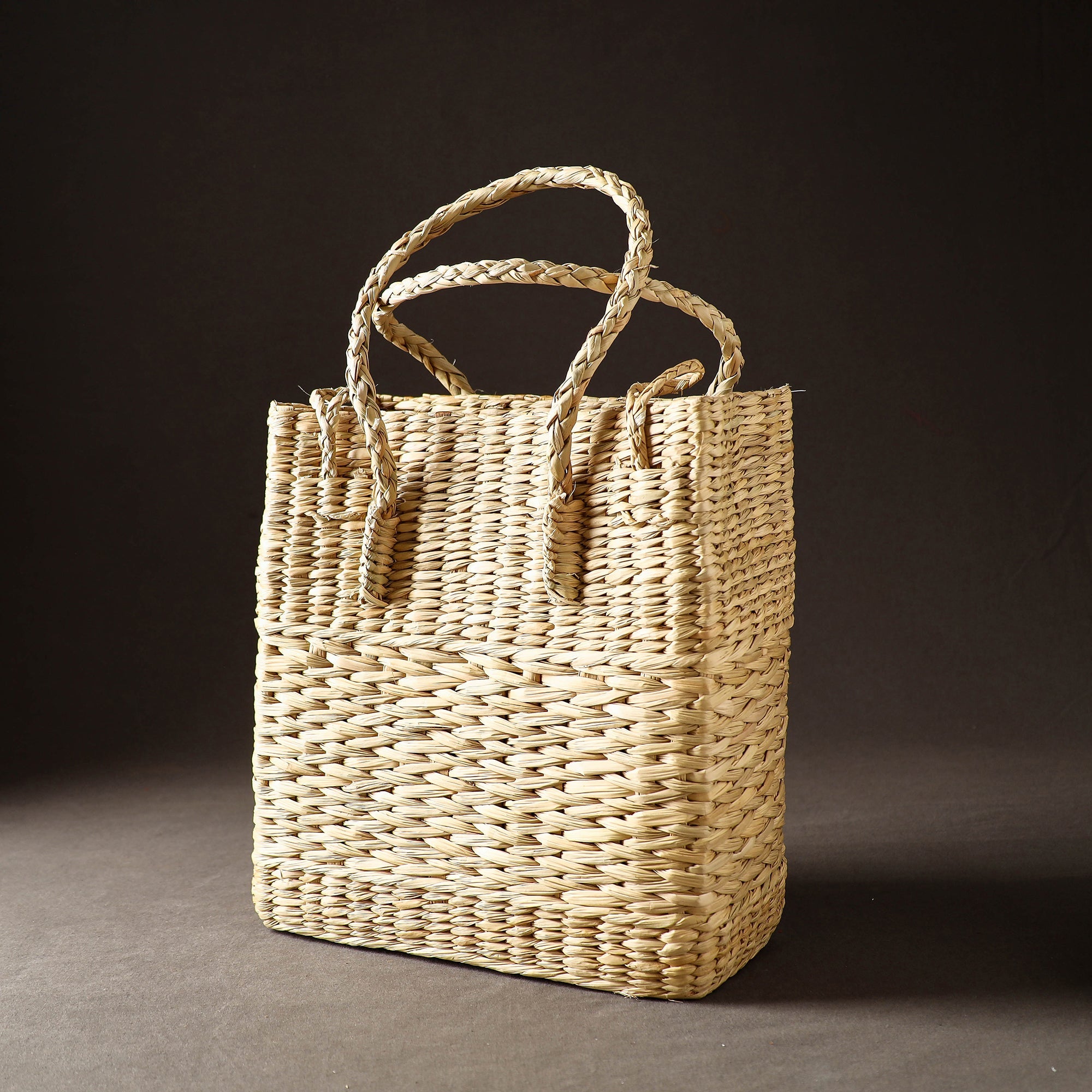 ITOKRI CRAFTS INITIATIVE Beige - Handcrafted Natural Water Reed Embroidered Shopping Bag - view 4