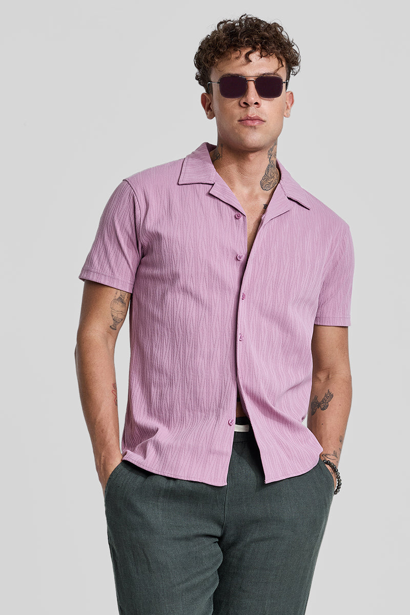 SNITCH Pink Cuban Textured Shirt
