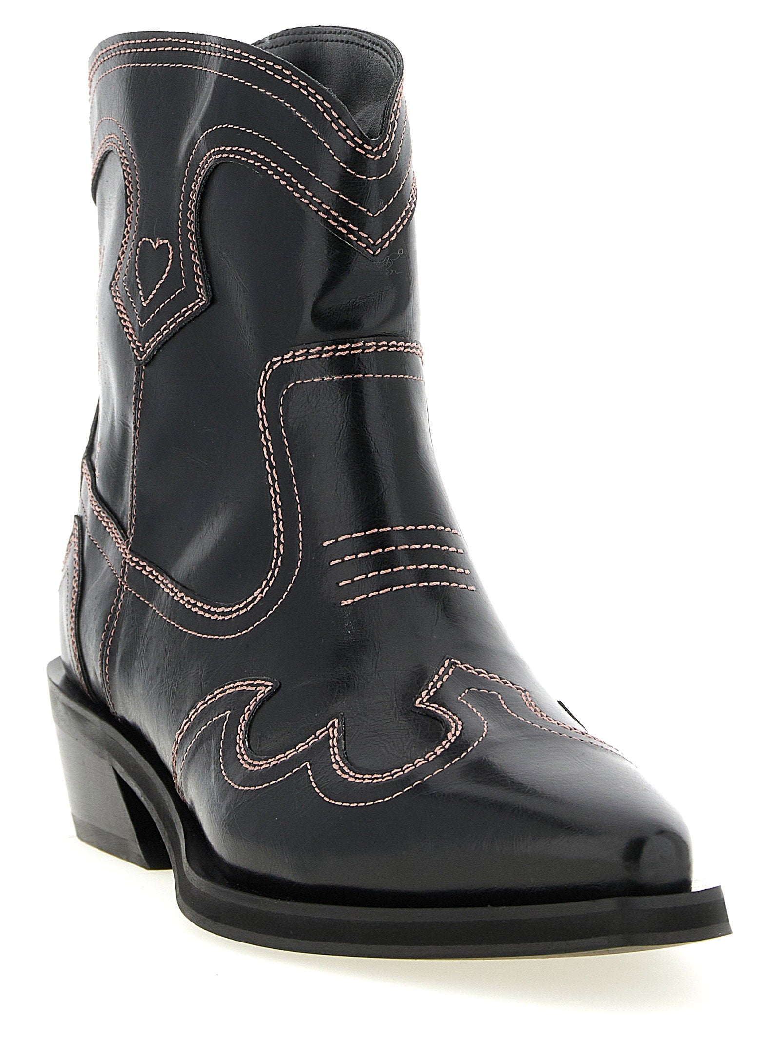 Ganni Low Shaft Embroidered Western Ankle Boots - view 2