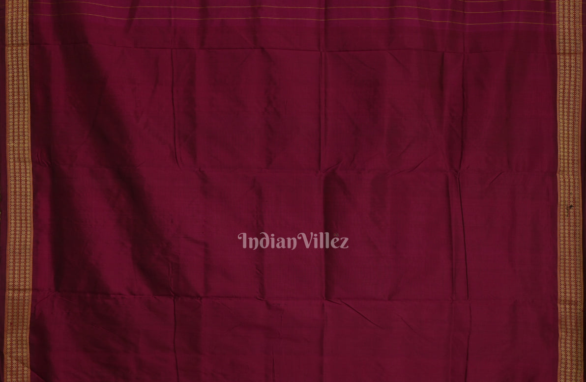 IndianVillèz Maroon Rudrakshya Border Odisha Ikat Khandua Silk Saree - view 4