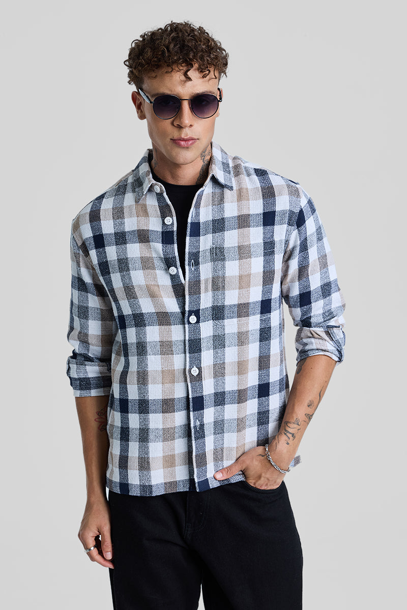 SNITCH Navy Box Fit Gingham Shirt - view 5