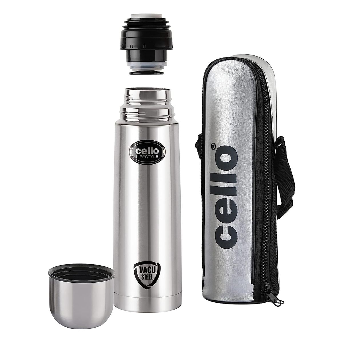 Cello Lifestyle Flask, Vacusteel Water Bottle with Thermal Jacket, 750ml - view 2