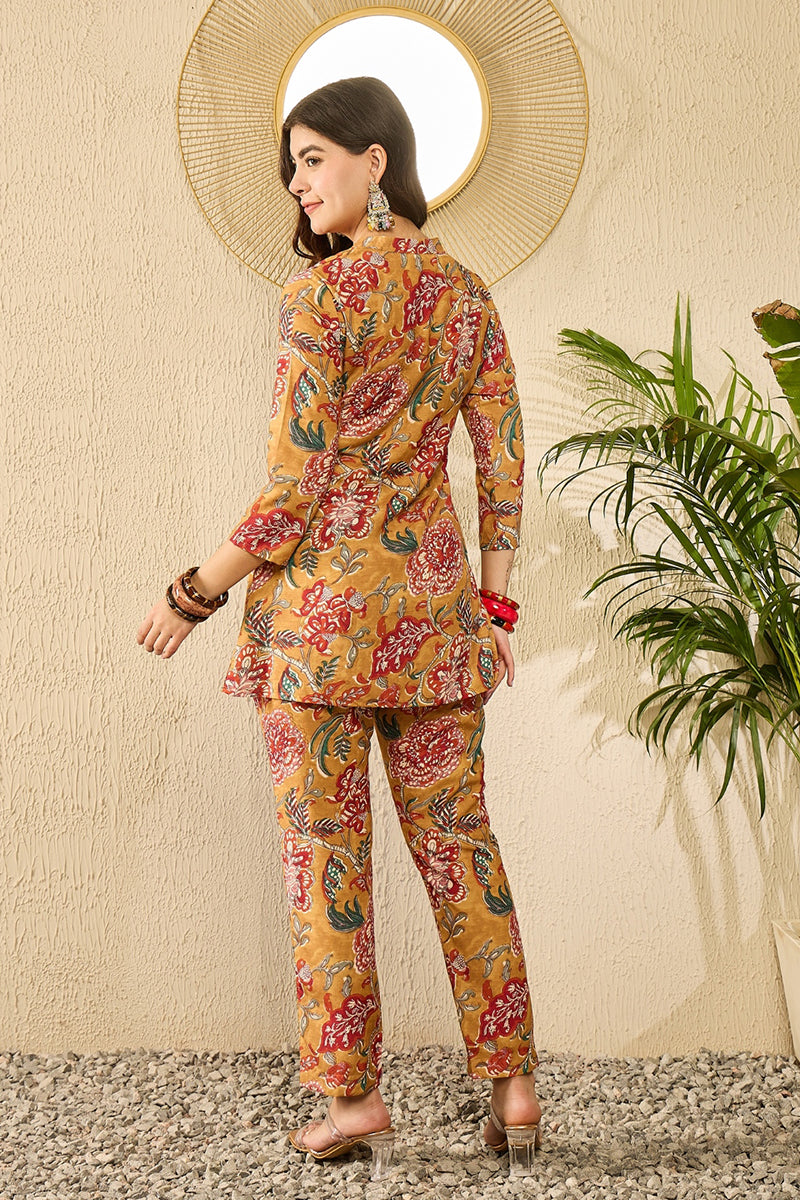 Ahika Mustard Yellow Rayon Blend Floral Printed Co-Ord Set VCORD1122 - view 4
