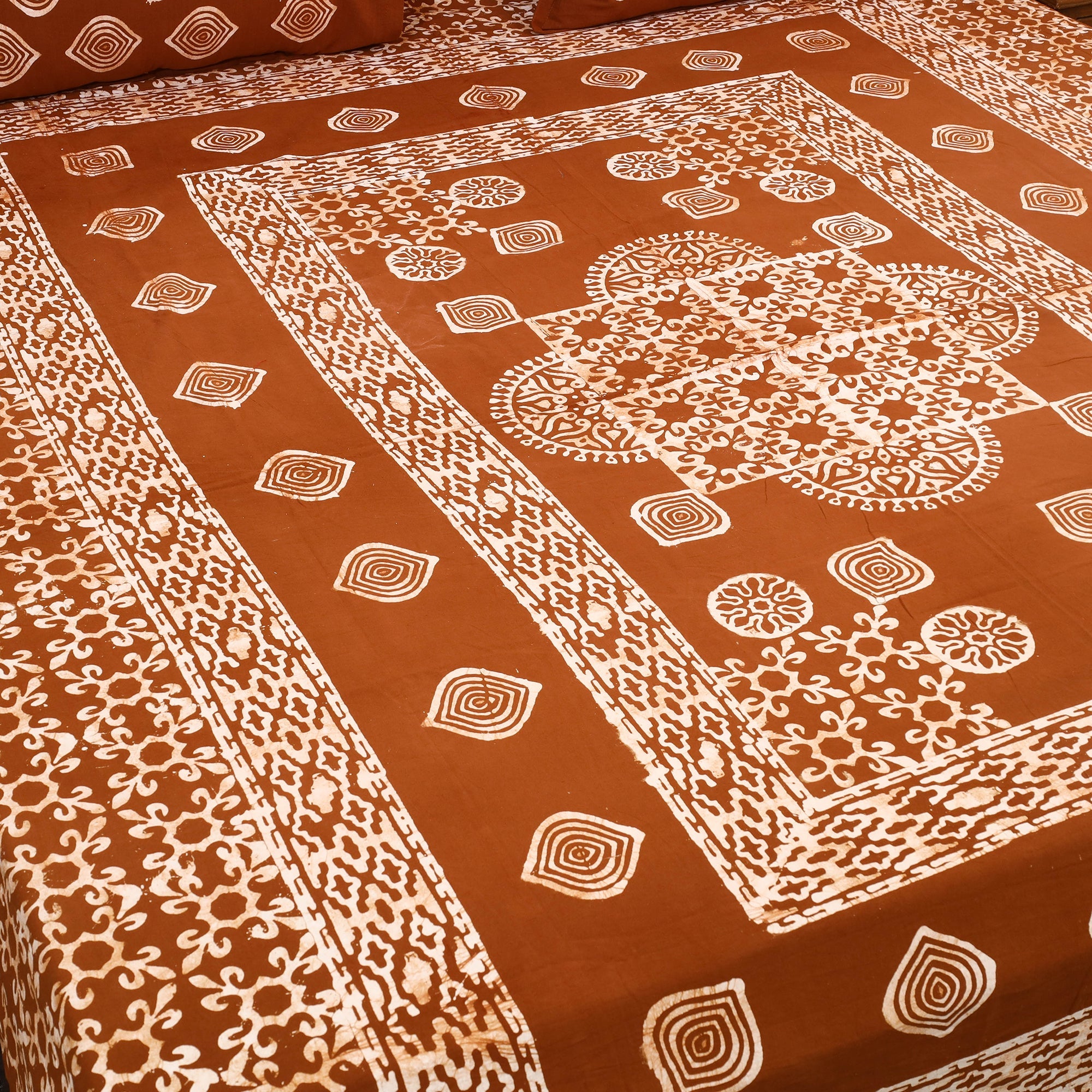 BATIK BY MD. SHARIFF Brown - Cotton Double Hand Batik Print Bed Sheet Set 24 - view 2