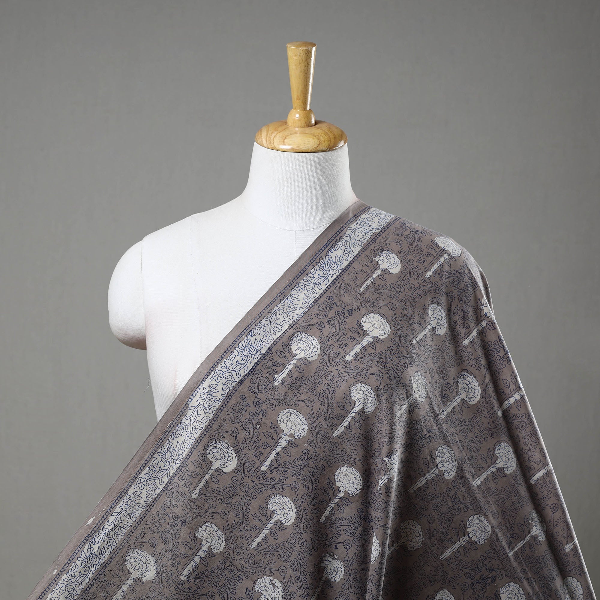 HAVELI CHRONICLES Brown - Block Printed Cotton Dabu Bagru Fabric 06