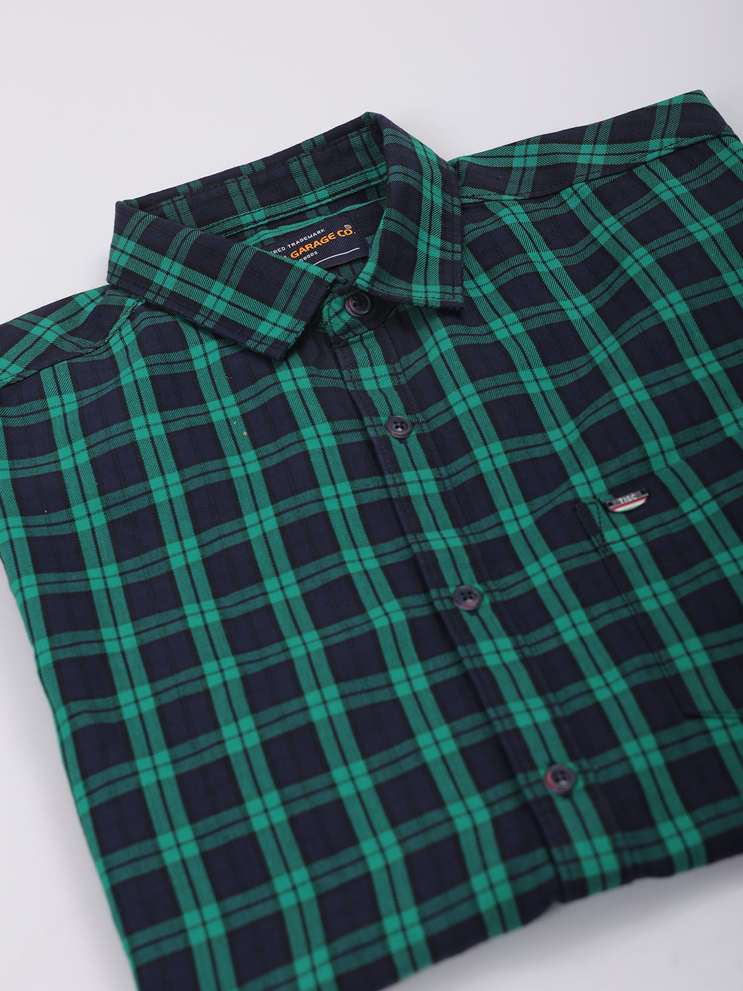 The Indian Garage Co Men's Green Slim Fit Checked Shirt - view 7