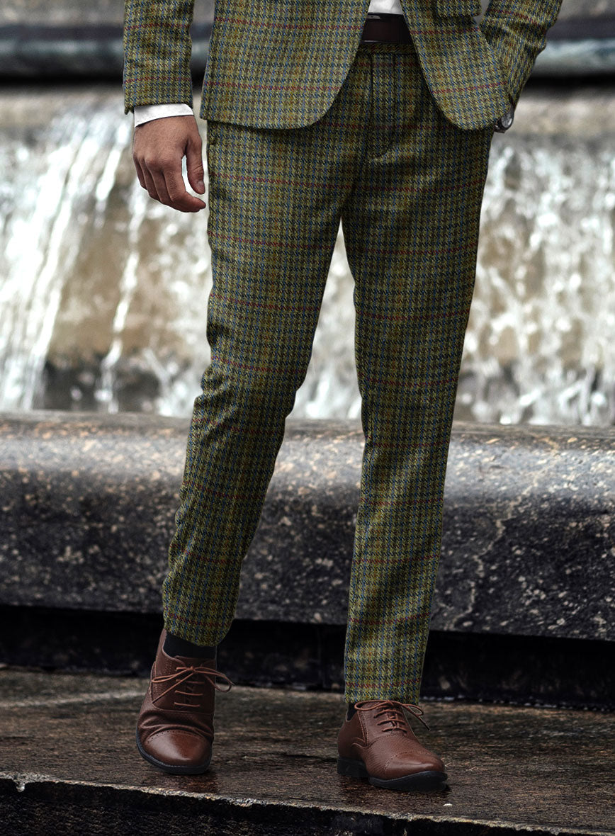 StudioSuits Harris Tweed Moss Green Houndstooth Pants - view 2