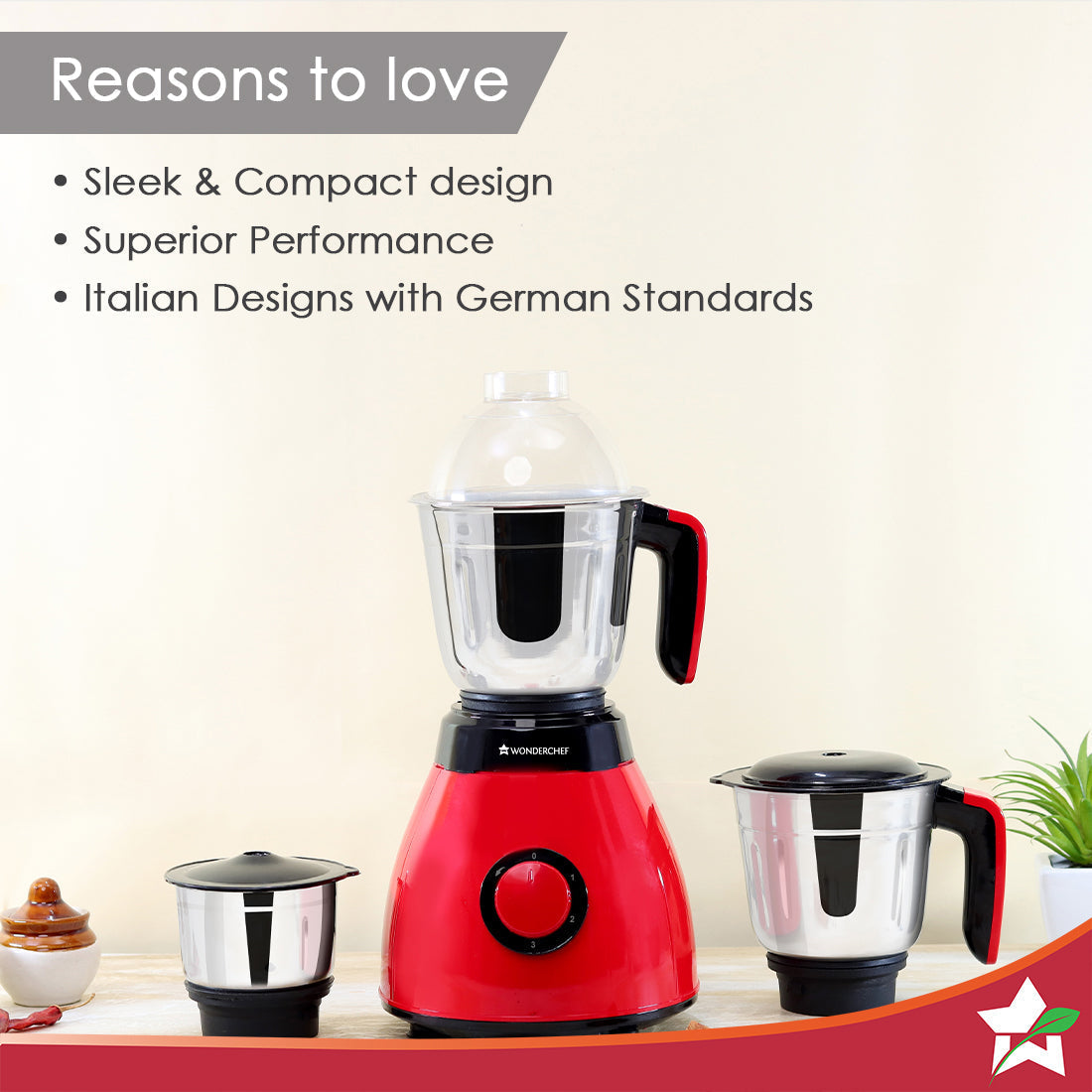 Wonderchef Renewed Vesper Mixer Grinder | 3 Jars | 600W - view 5