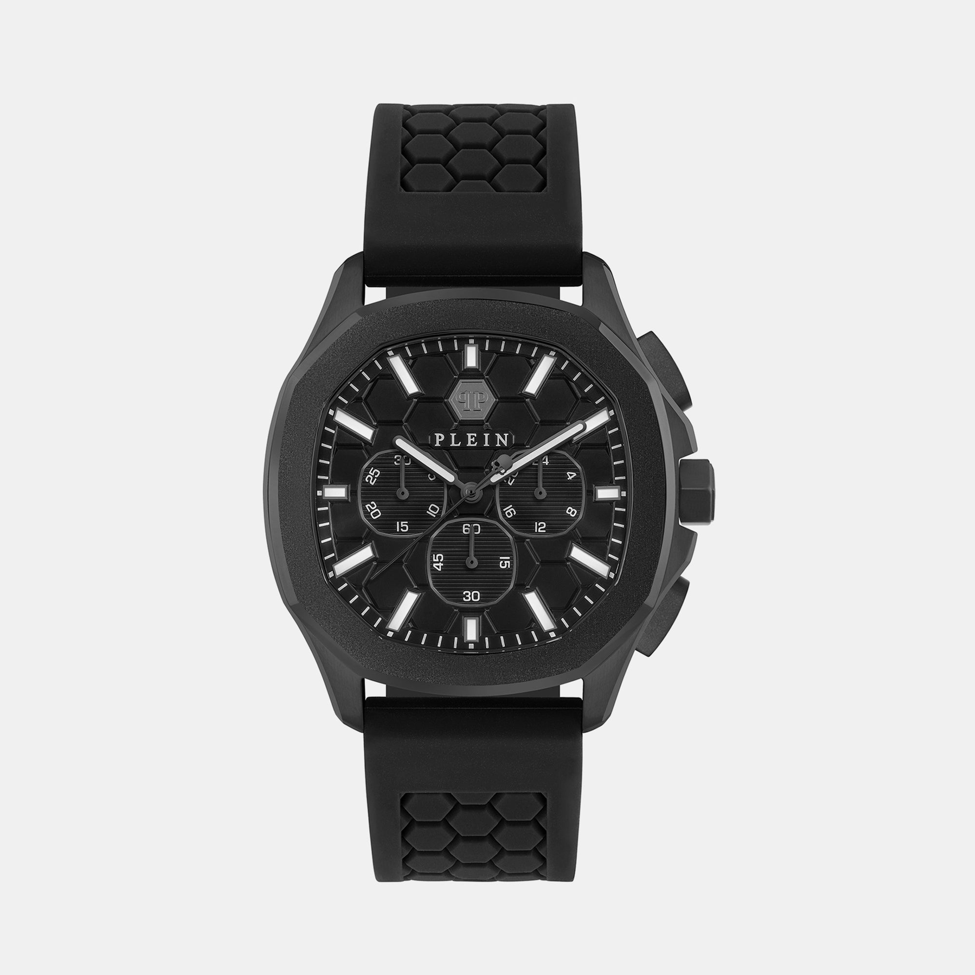 Philipp Plein High-Iconic Men Quartz Black Dial Chronograph Silicone Watch PWSAA0823