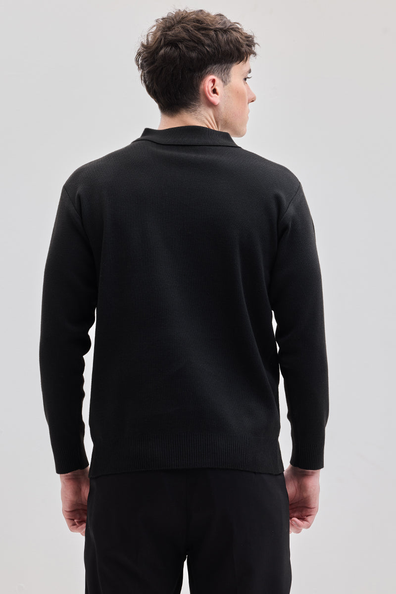 SNITCH Black Knitted Polo Sweater - view 8