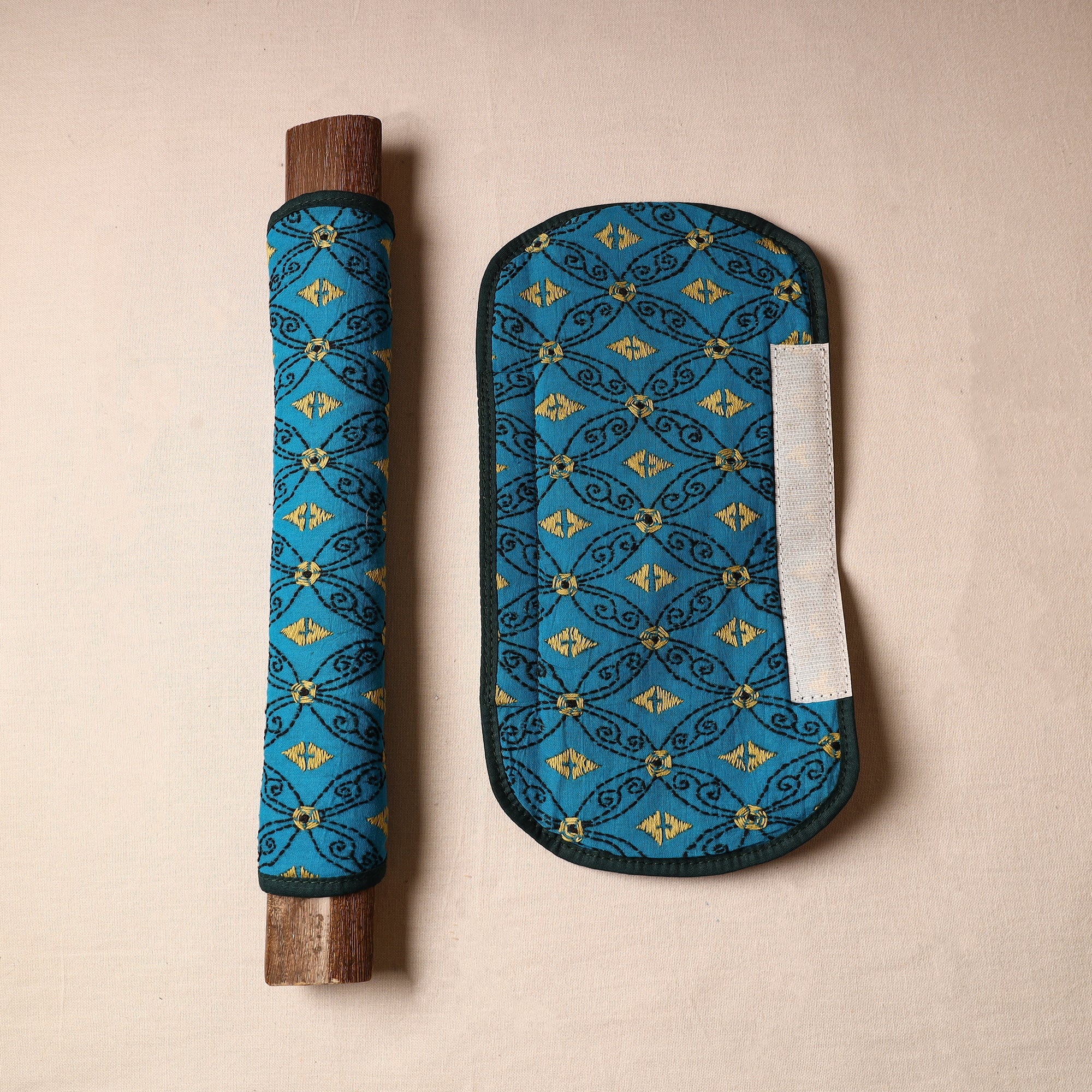ASALKAAR Bengal Kantha Work Handmade Fridge Handle Cover (Set of 2) 31