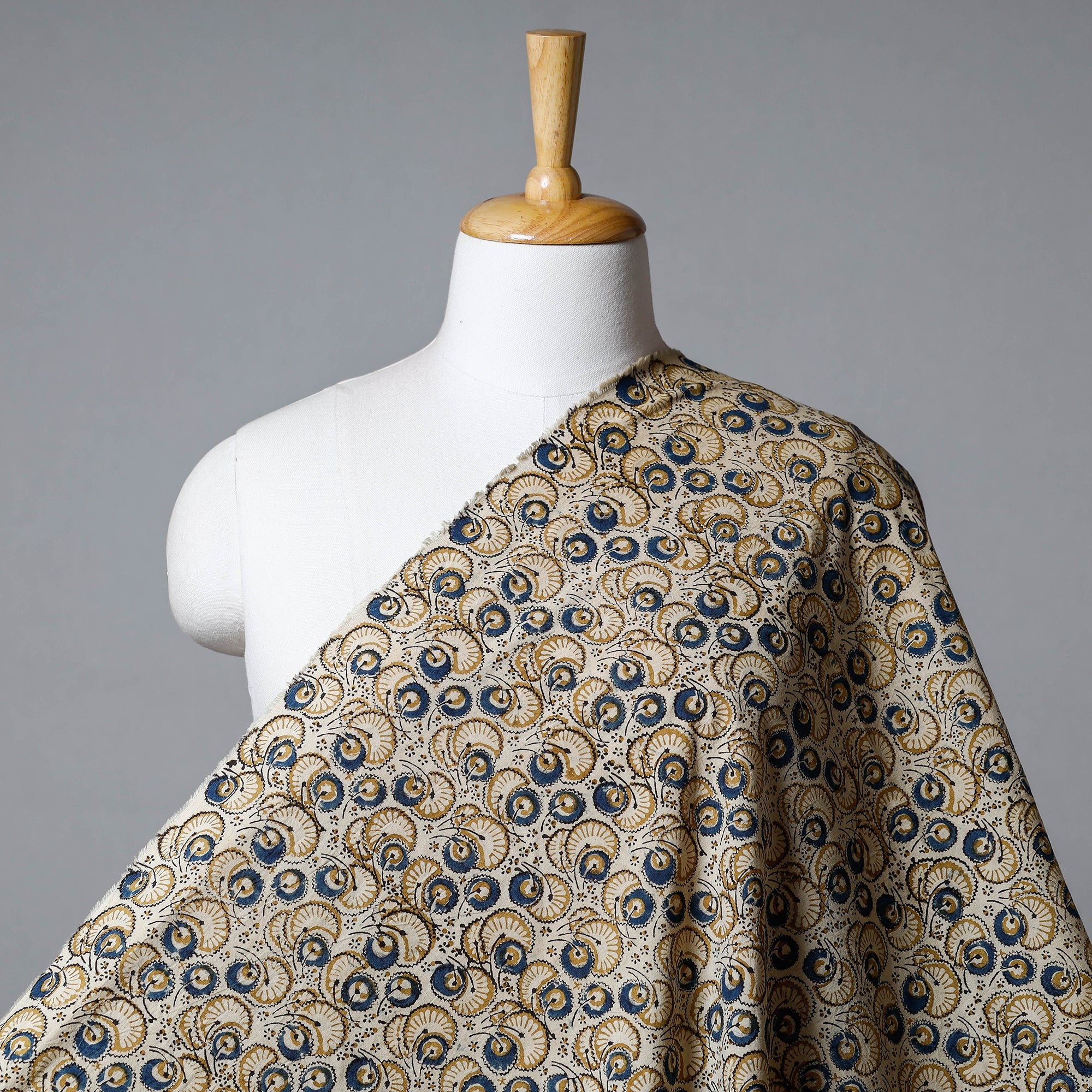 PITCHUKA SRINIVAS KALAMKARI PEDANA Beige - Pedana Kalamkari Hand Block Printed Cotton Fabric