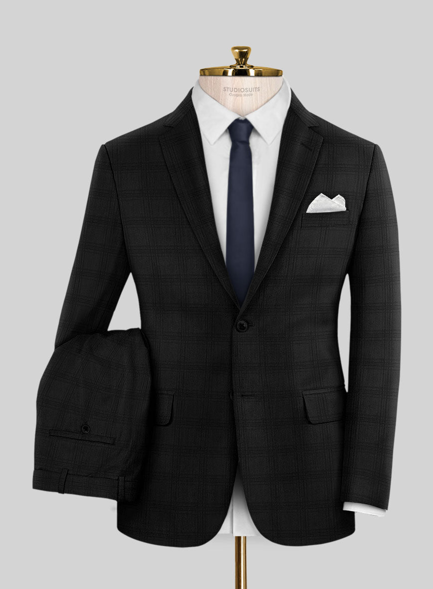 StudioSuits Napolean Brook Overcheck Black Wool Suit - view 2