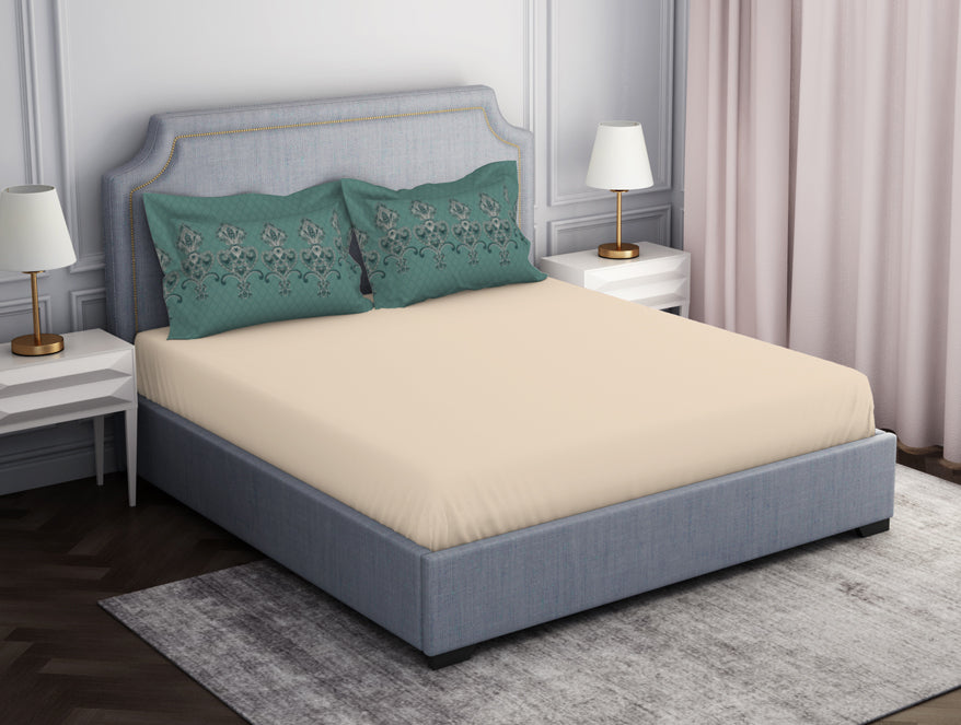 Spaces India Ornamenta Ornate Mineral Blue 100% Cotton King Size Bedsheet - Essentials by Spaces - view 2