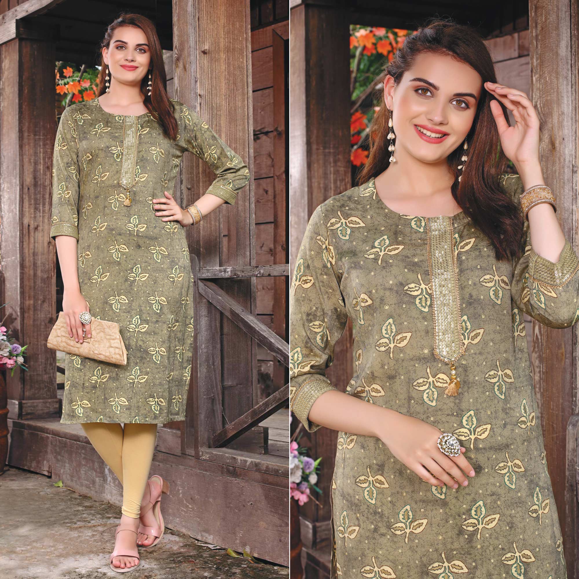 Grey kurtas – BlackTree grey-printed-muslin-kurti – Women's