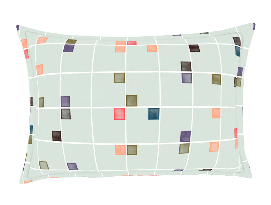 Spaces India Geometric Fairest Jade - Light Green 100% Cotton Double Bedsheet - Color Block By Spaces - view 5
