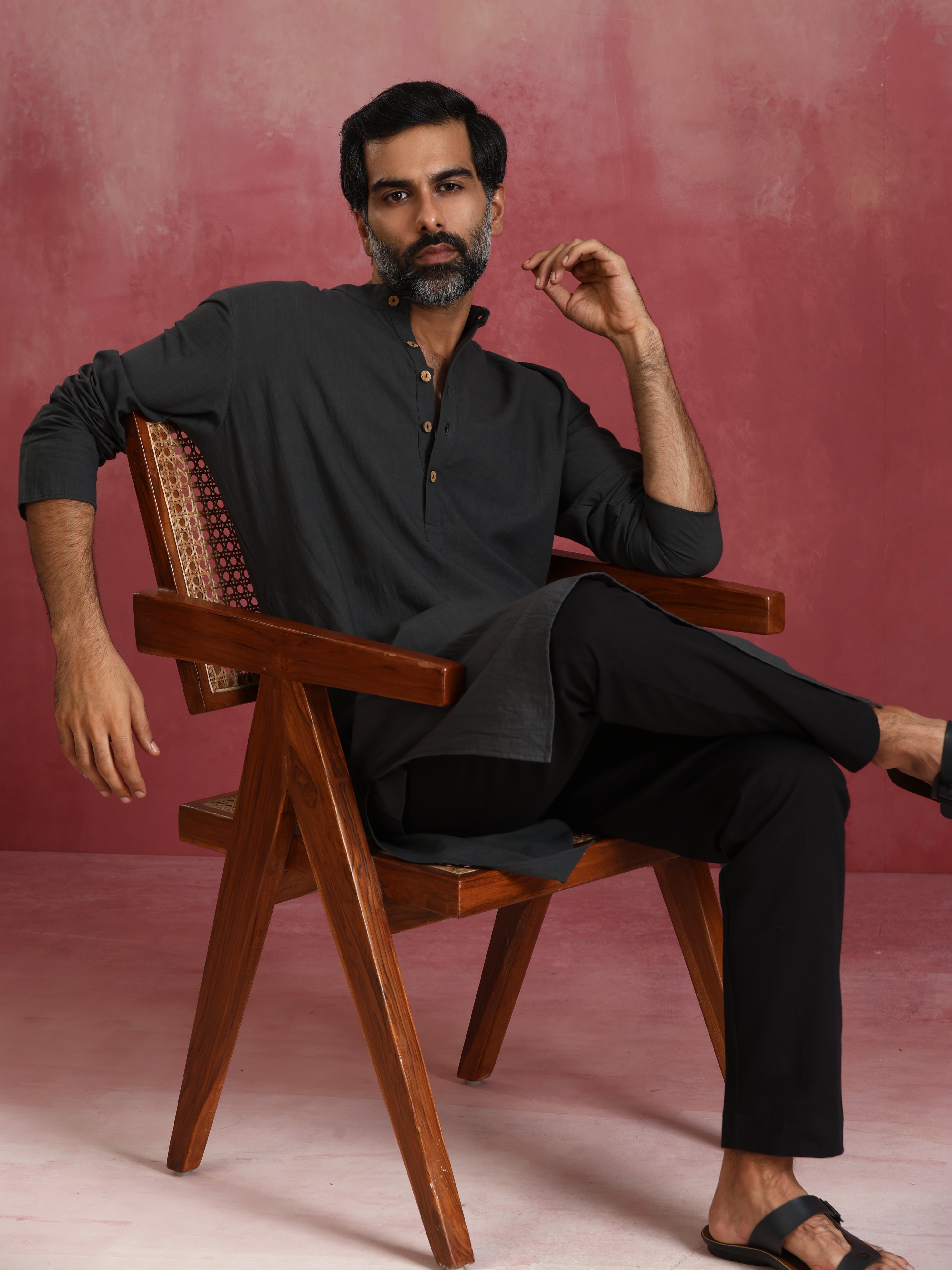 trueBrowns Men's Grey Kurta - view 6