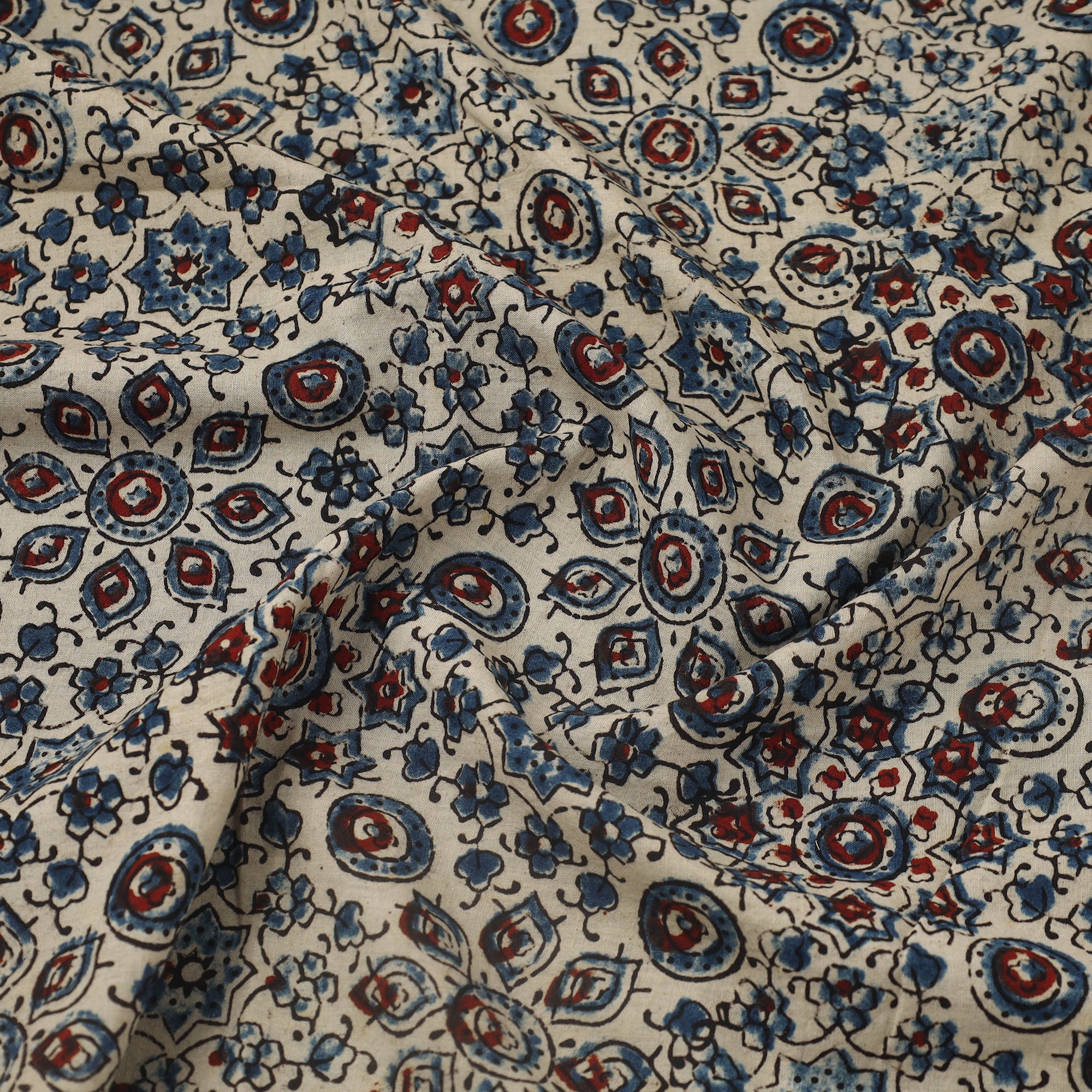 KACHCHH JI CHHAAP Beige - Block Print Cotton Natural Dyed Ajrakh Fabric 52 - view 3