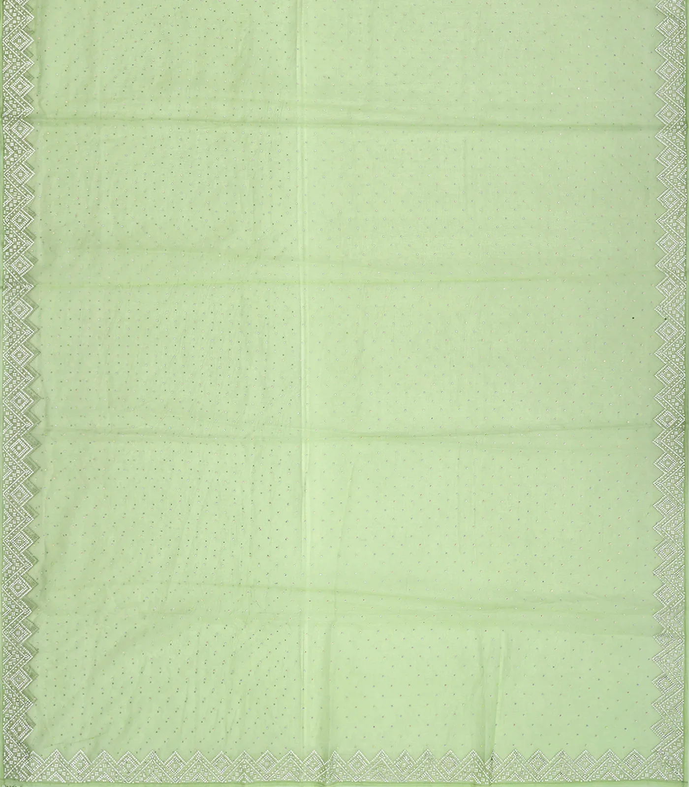 RmKV Mint Green Embroidered Cotton Saree With Stone Work Body-Mint Green - view 2