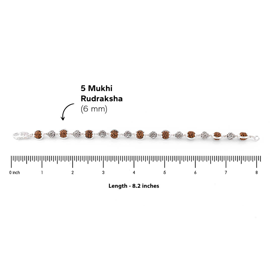 Prinjal Jewellers Rudraksha Silver Om Beads Capping Bracelet - view 6